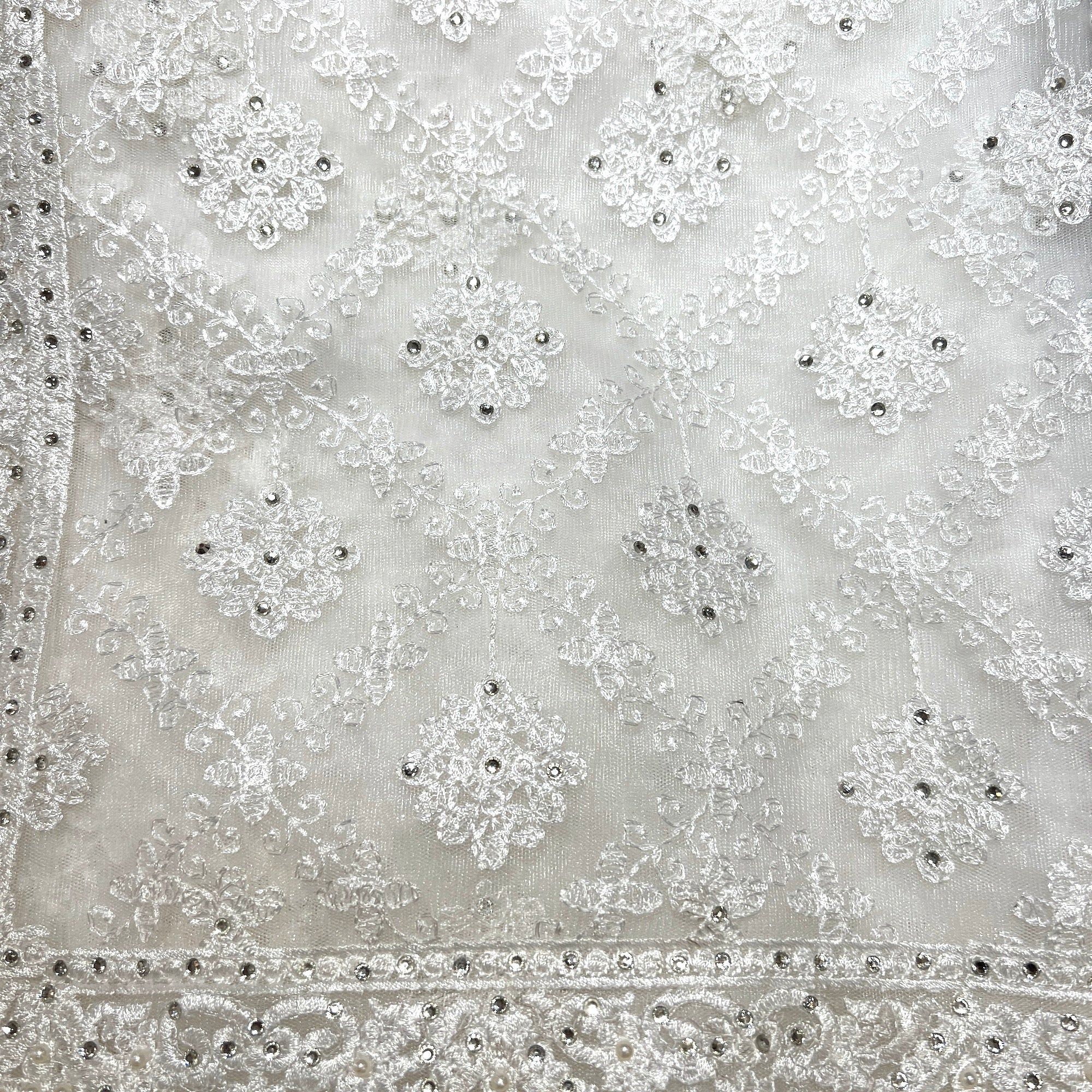 DT Ivory Net Saree - Vintage India NYC