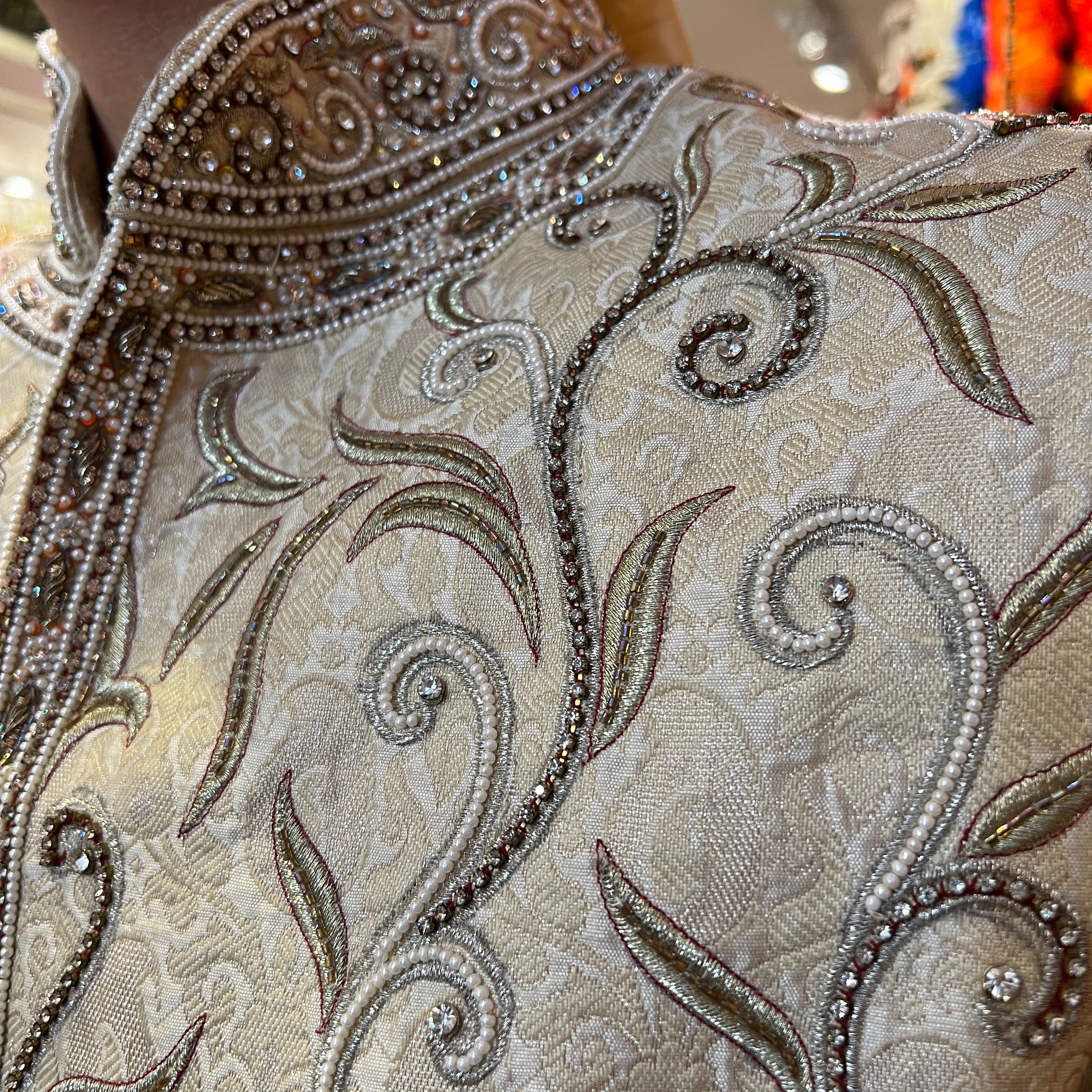 Heavywork Cream Sherwani - Vintage India NYC