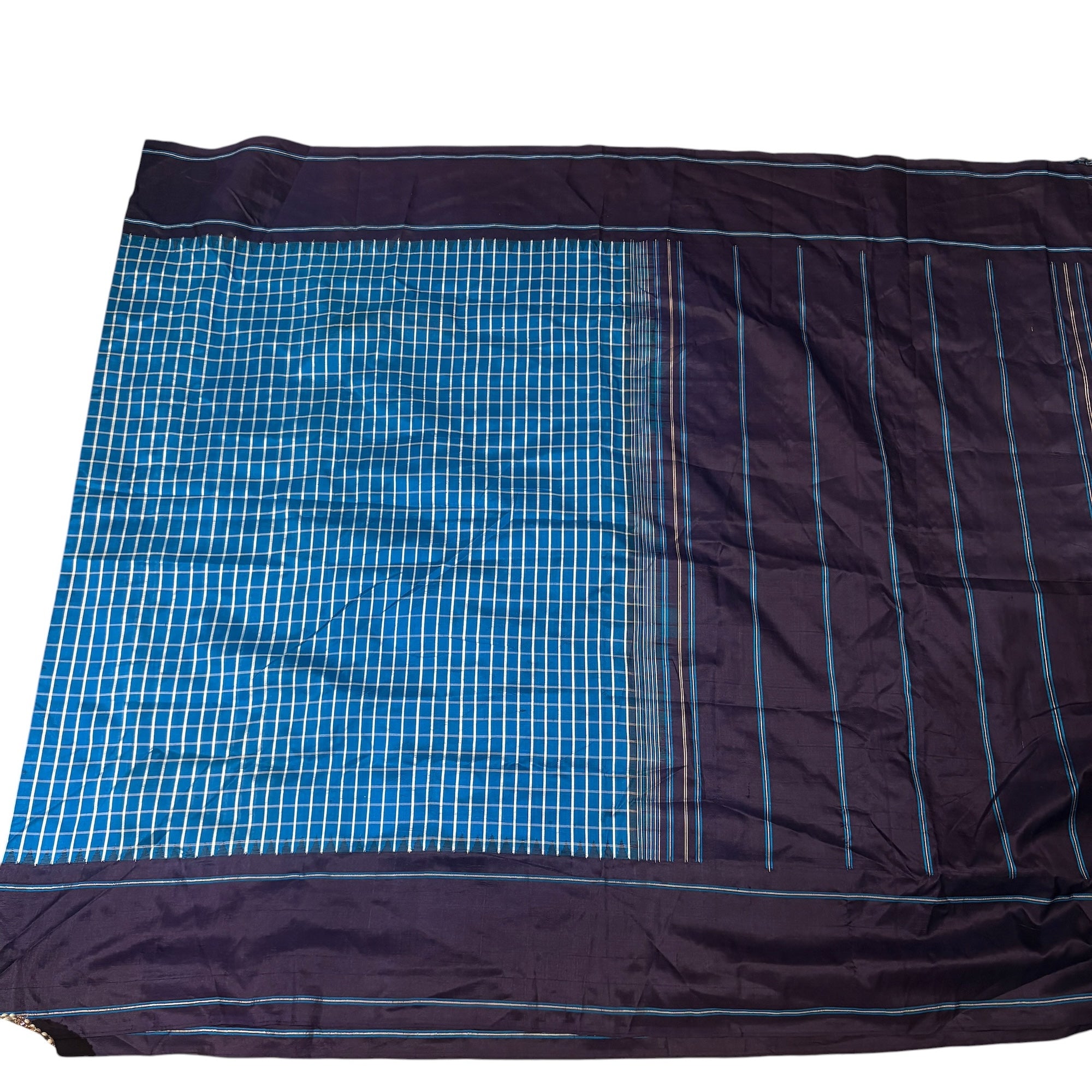 Kanjeevaram Silk Checks Saree - Vintage India NYC