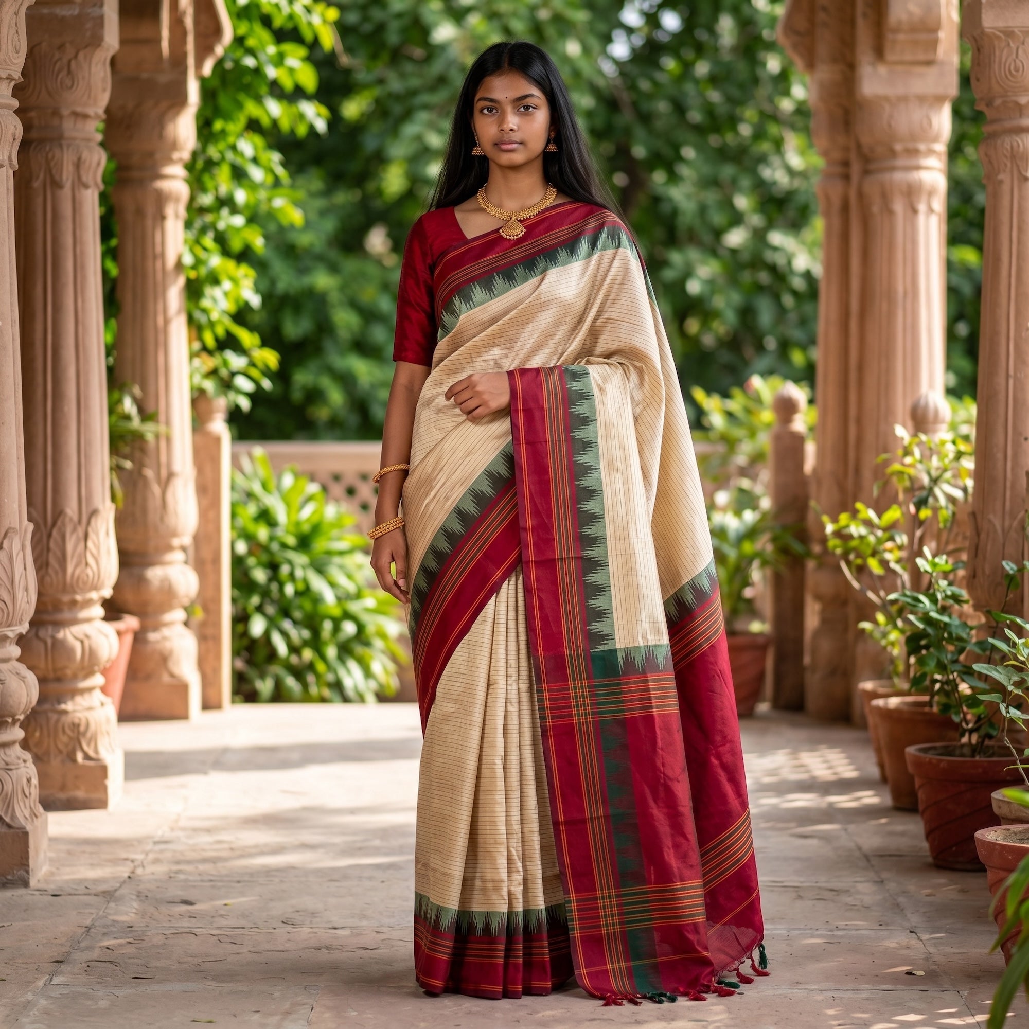 Kanjeevaram Silk Saree - Vintage India NYC