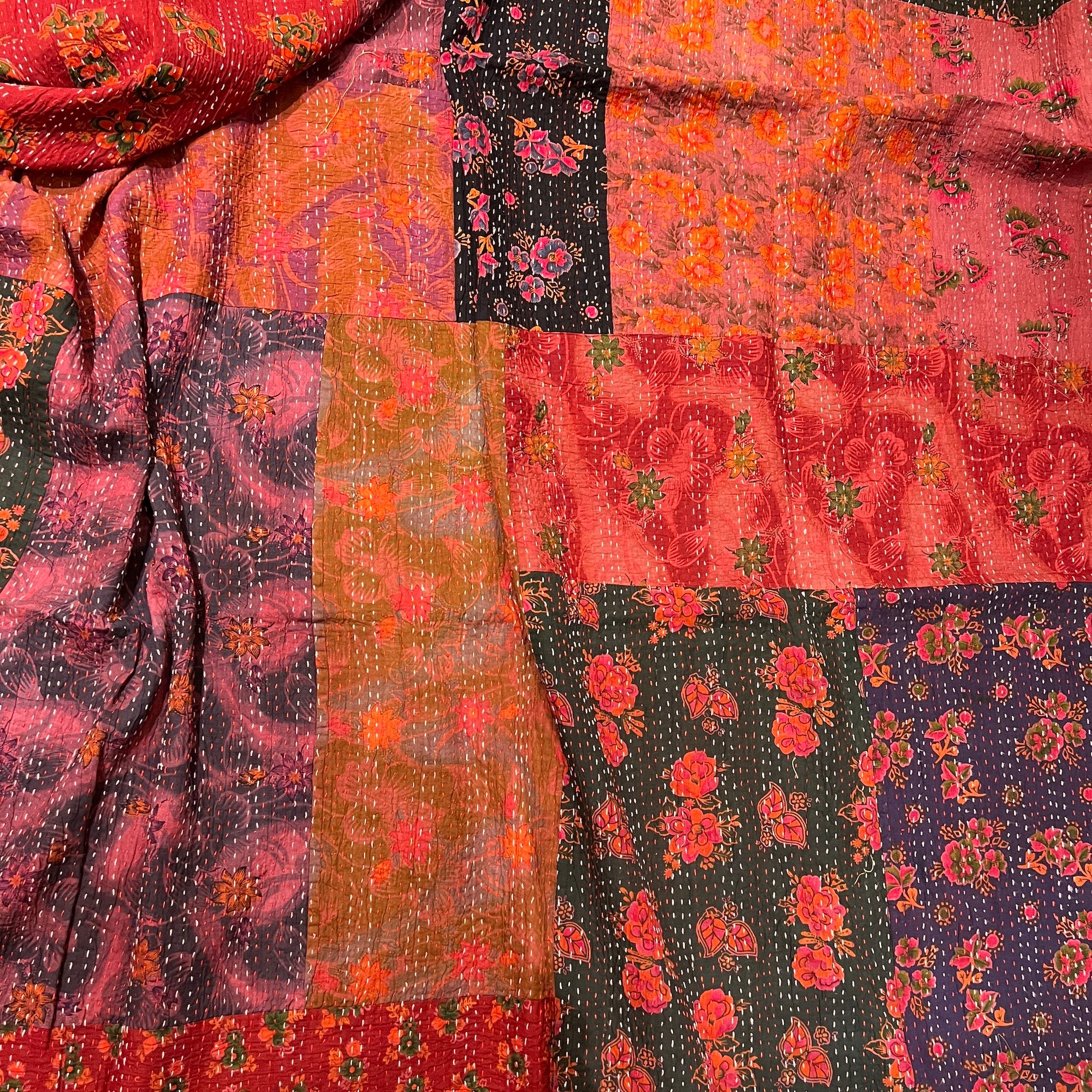 Kantha Blanket- Multicolor Floral - Vintage India NYC