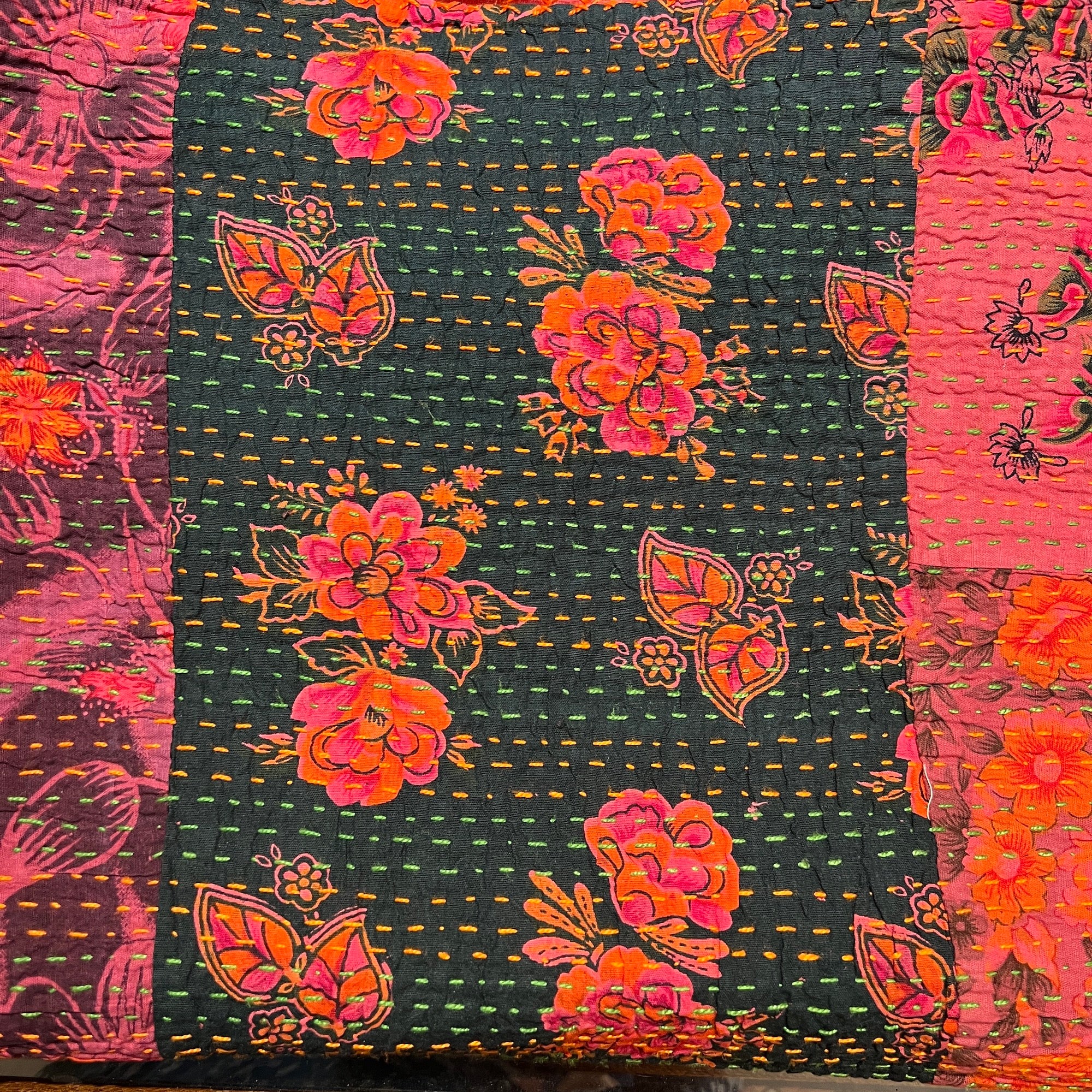 Kantha Blanket- Multicolor Floral - Vintage India NYC