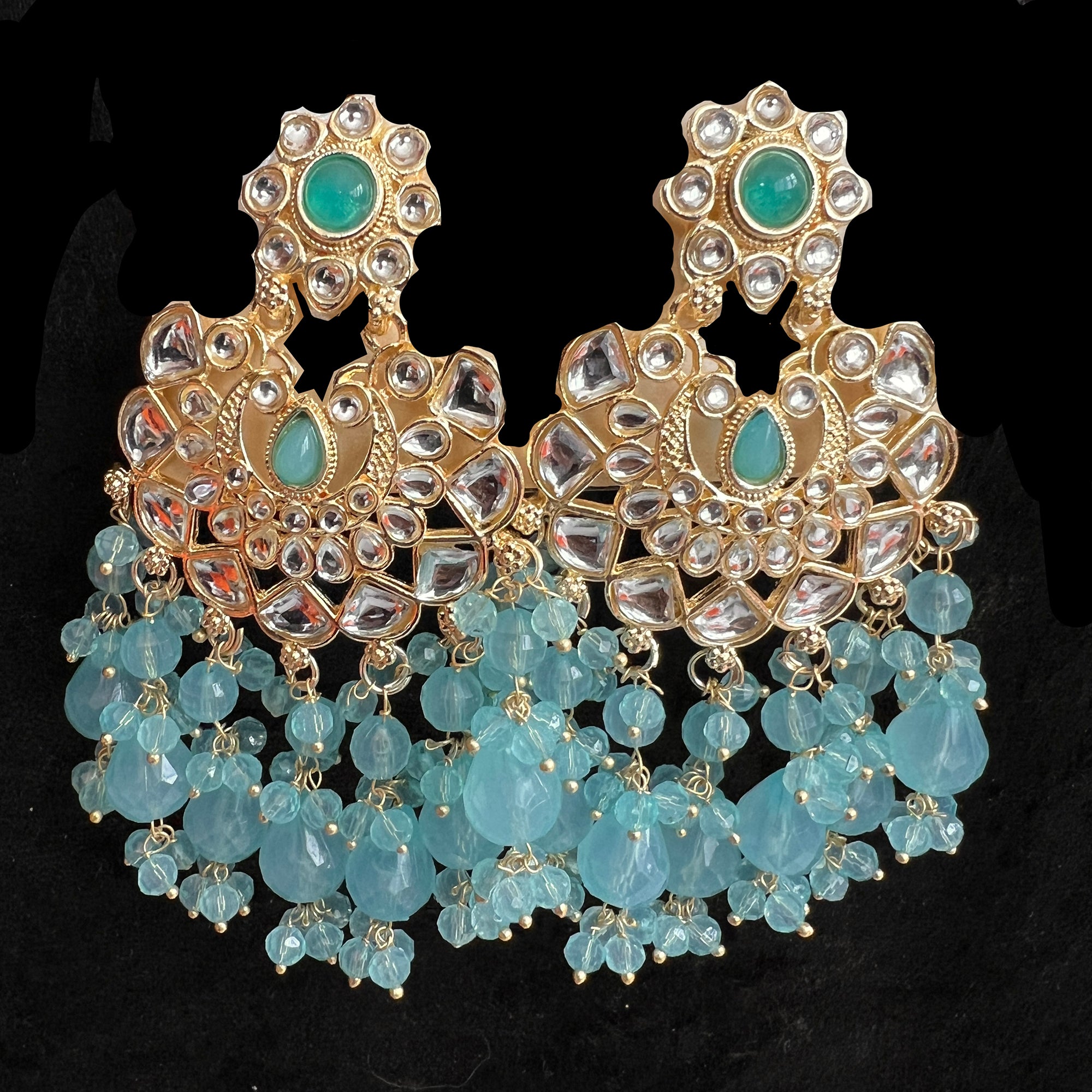Large Kundan Earrings- Many Colors - Vintage India NYC