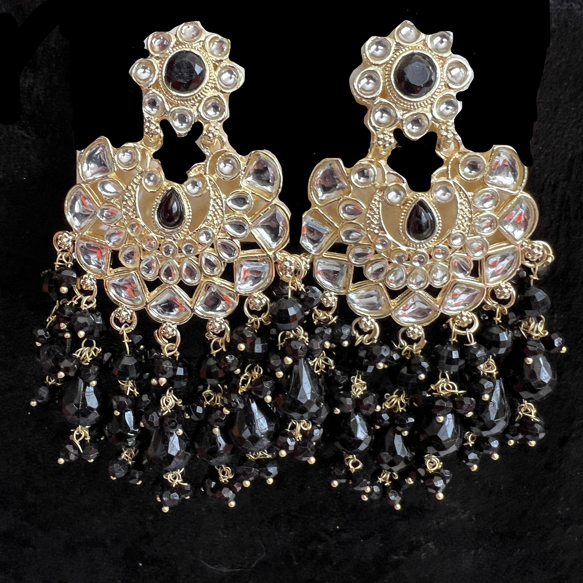 Large Kundan Earrings- Many Colors - Vintage India NYC