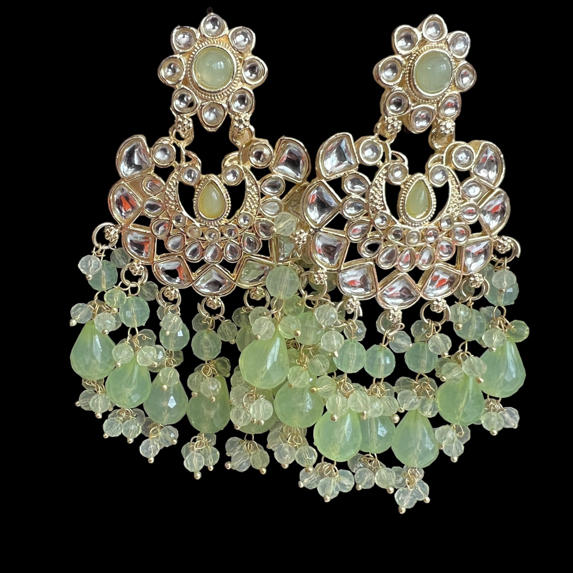 Large Kundan Earrings- Many Colors - Vintage India NYC