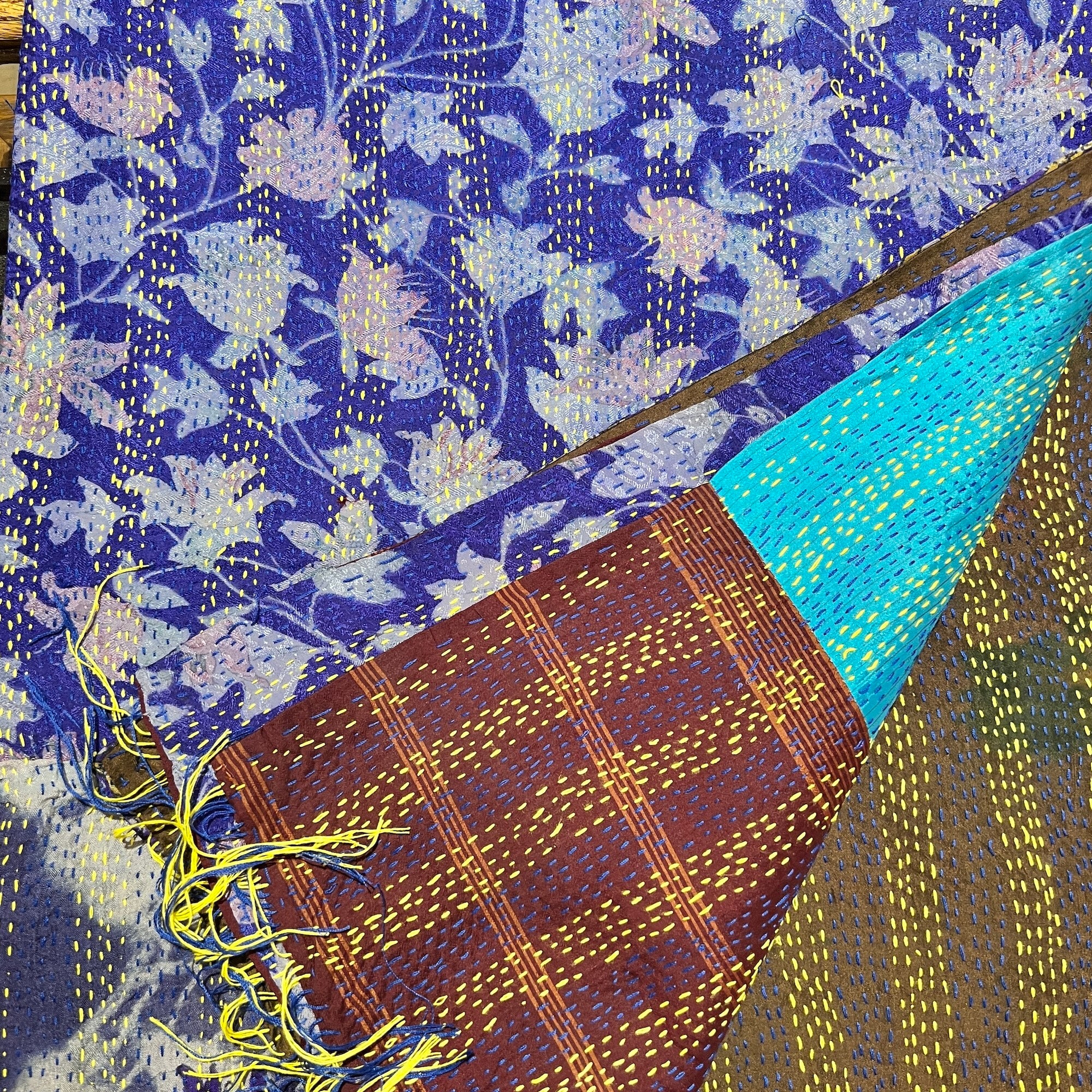 Silk Kantha Stoles - Vintage India NYC