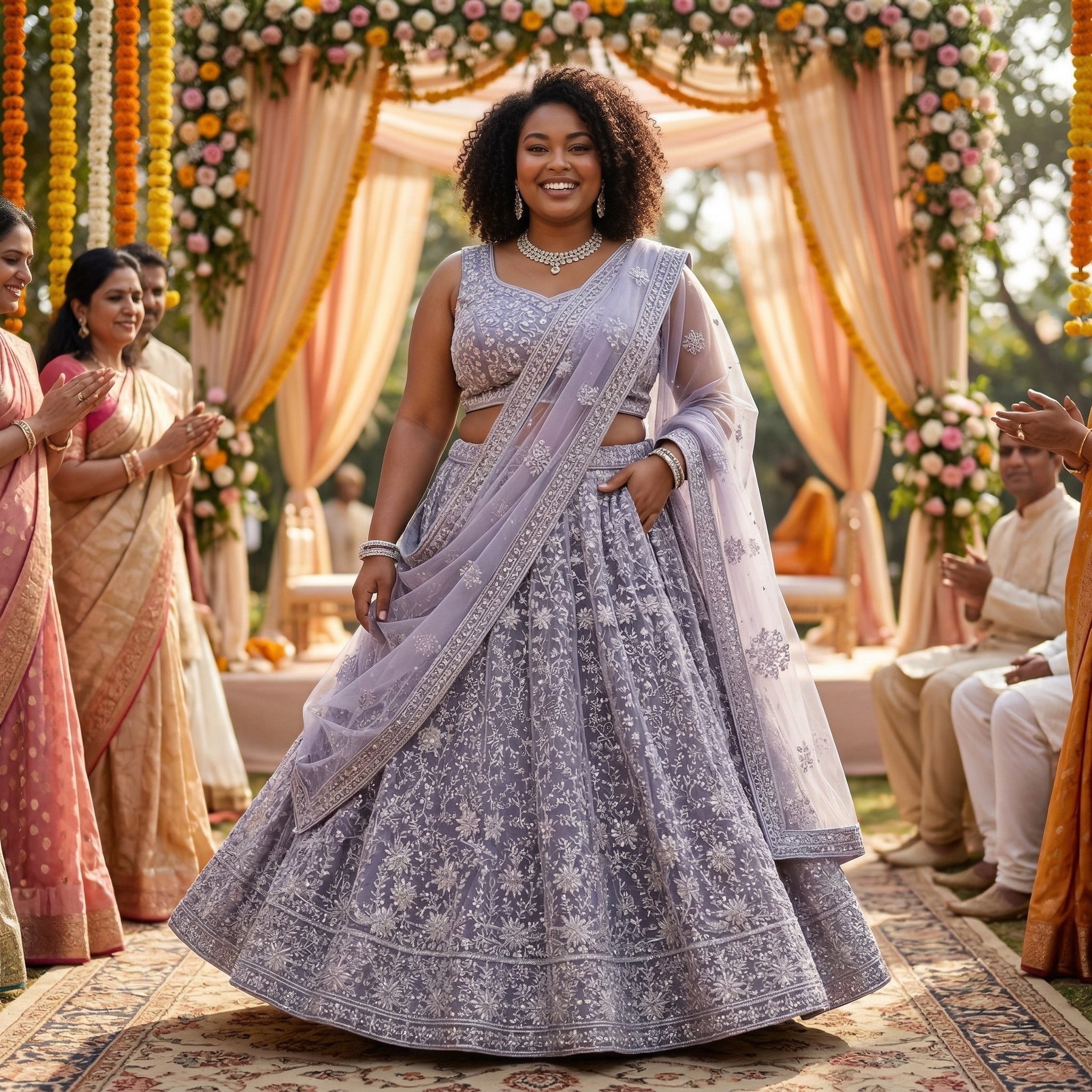 Plus Size Embroidered Lehenga Sets-Colors - Vintage India NYC