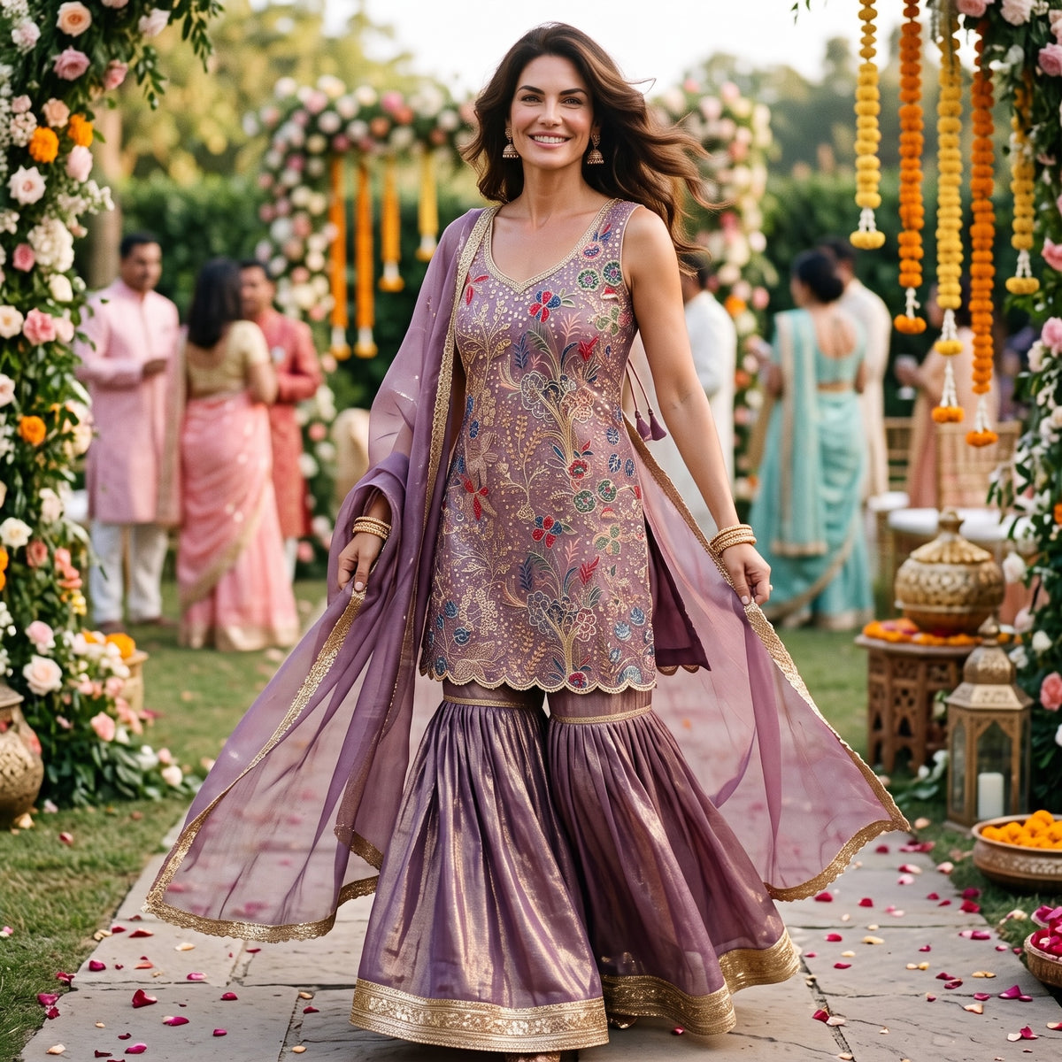 Iridescent Embroidered Gharara Sets-Colors