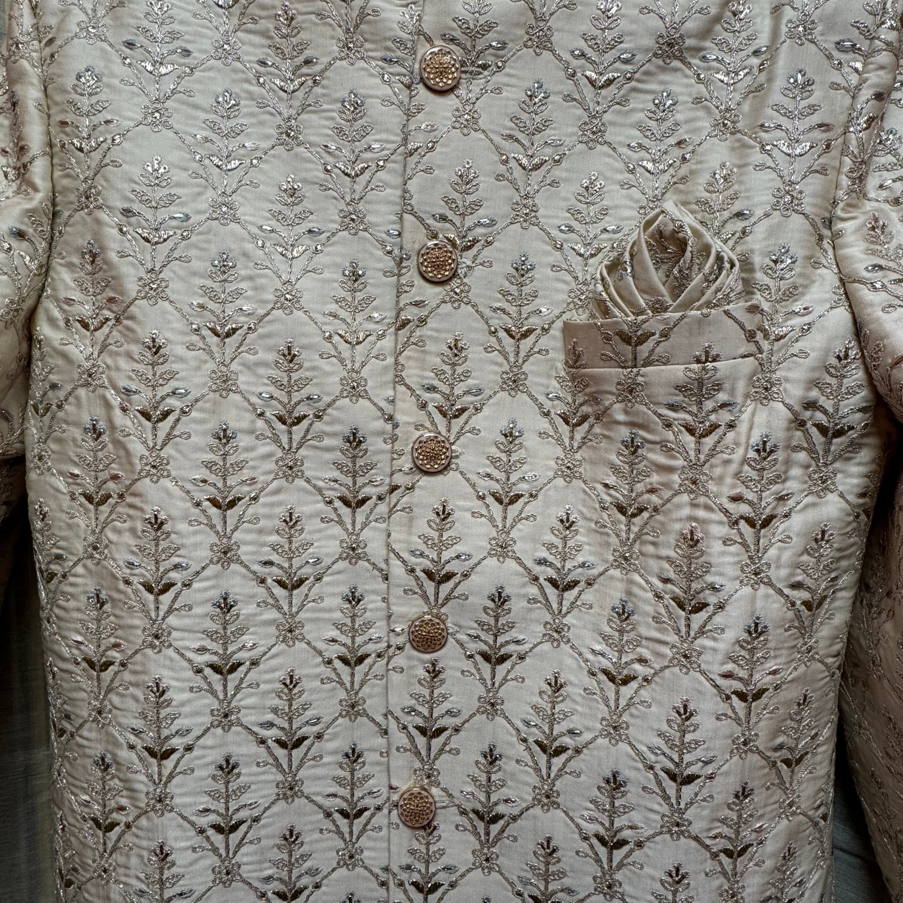 Light Gold Heavy Embroidered Sherwani