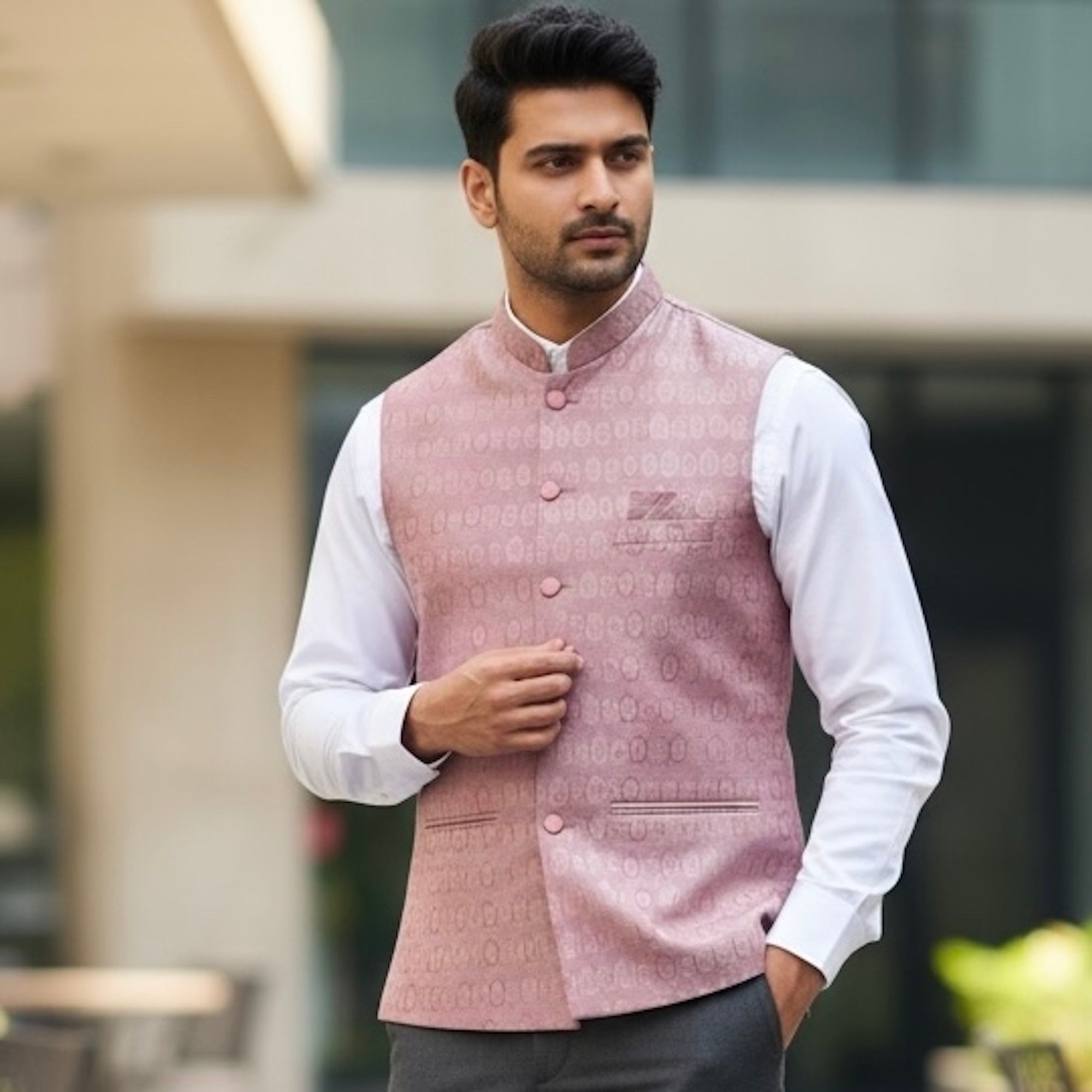 Jacquard Motif Vest-Colors