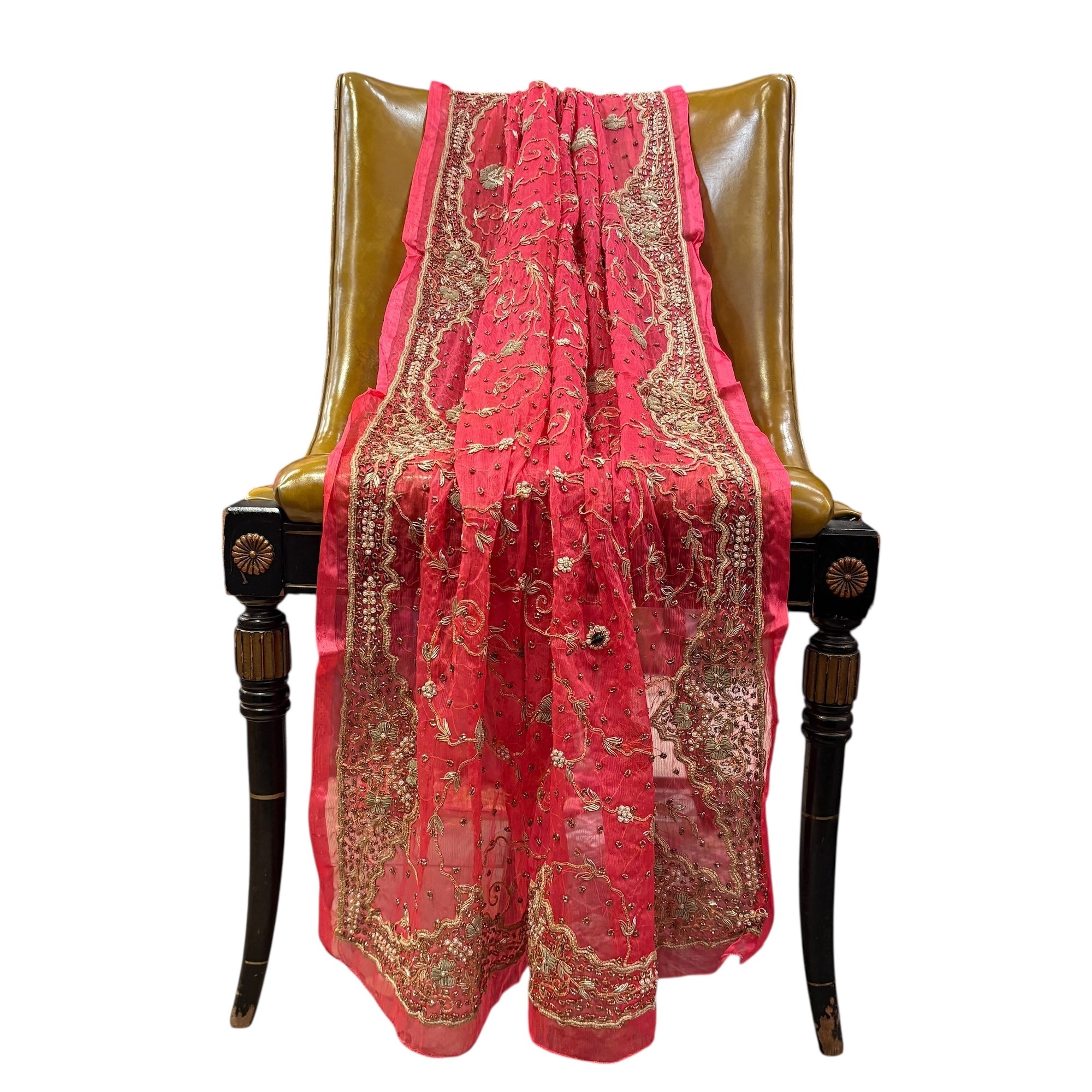 Lipstick Heavy Work Zardosi Dupatta