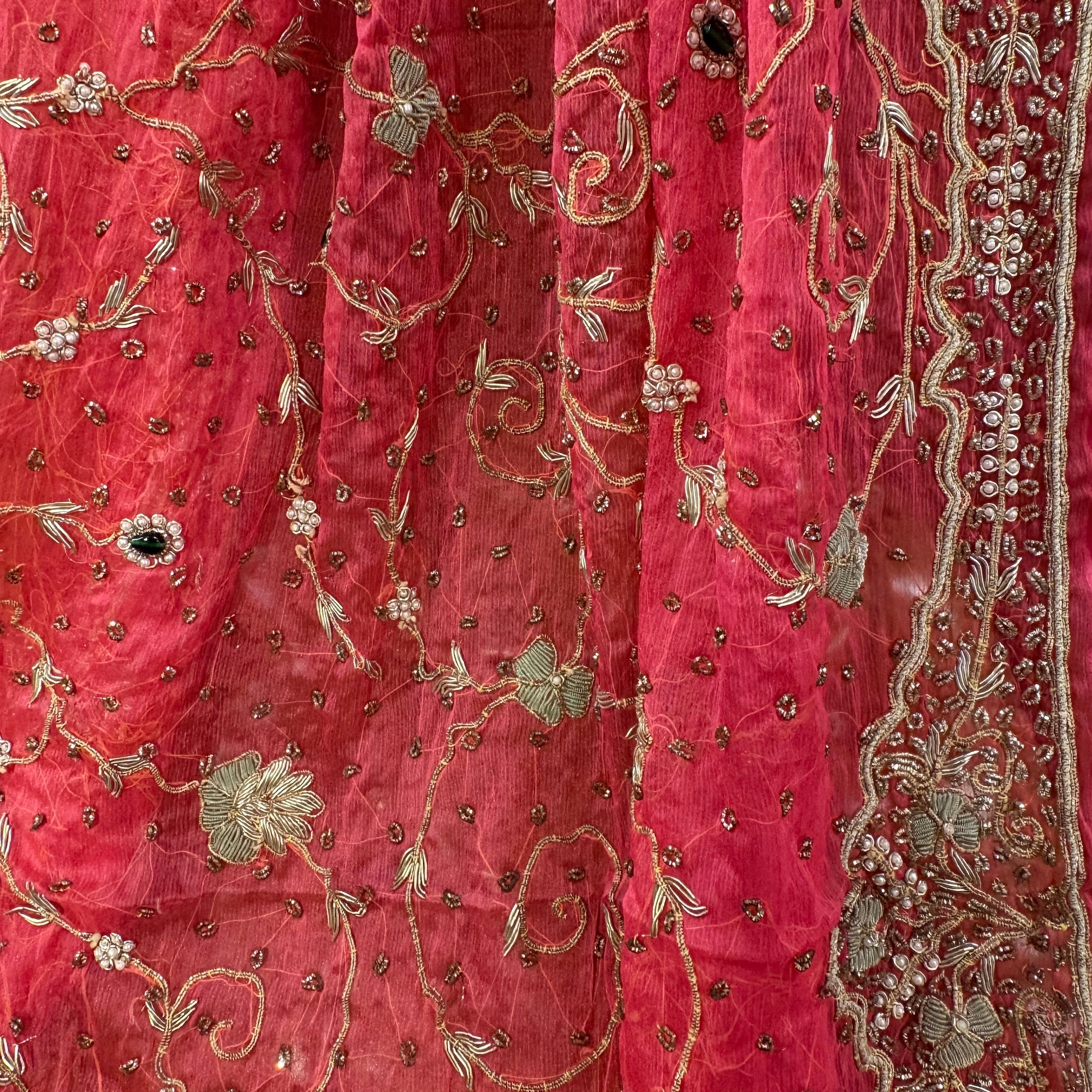 Lipstick Heavy Work Zardosi Dupatta