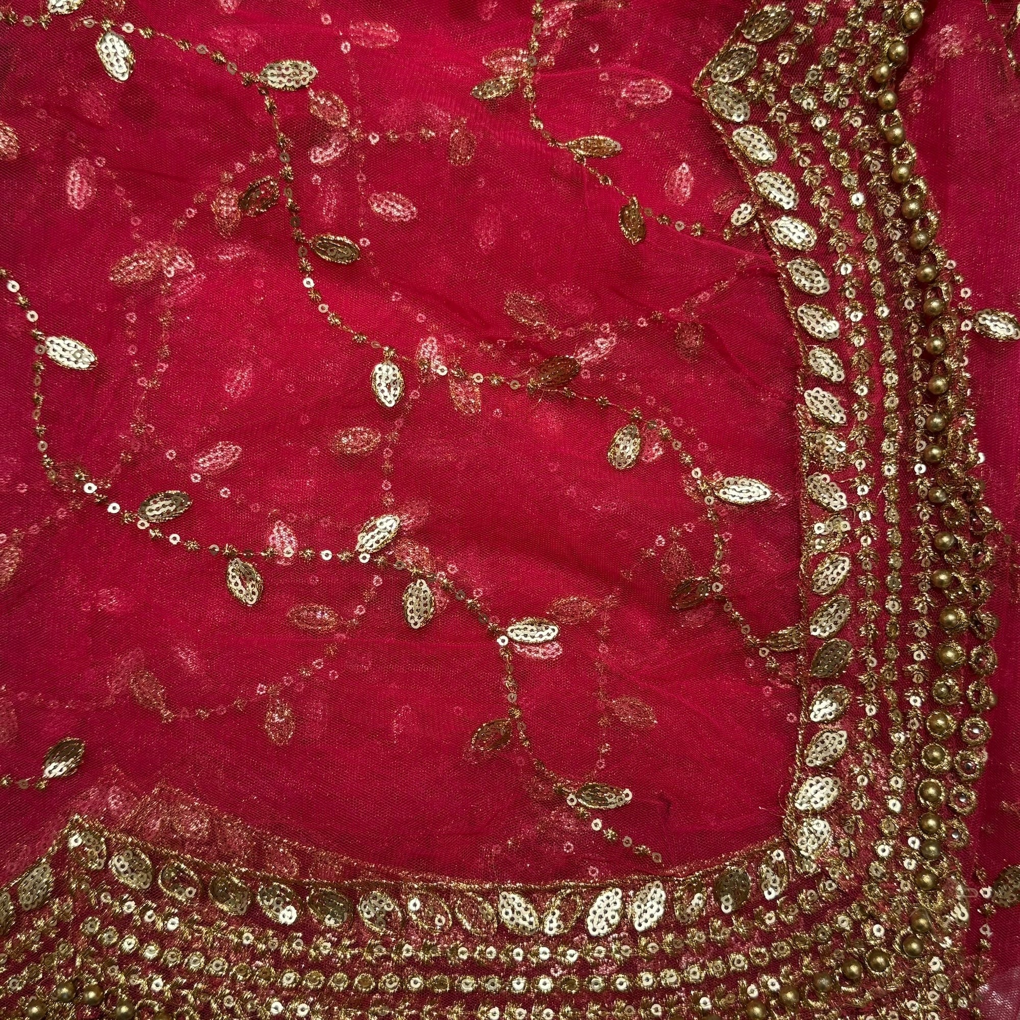 DT Gold Scallop Embroidered Dupatta - Vintage India NYC