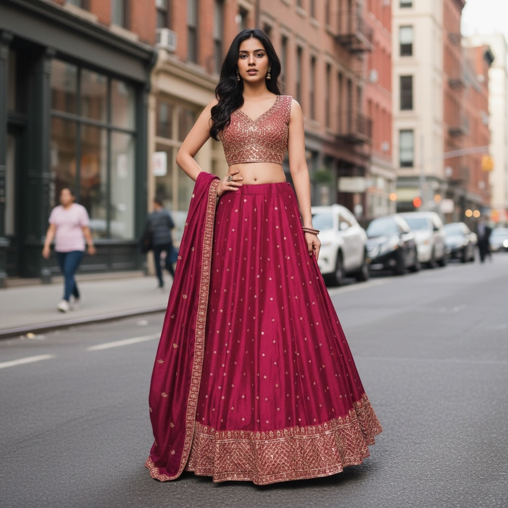 Gold Embroidered Lehengas-3 Colors