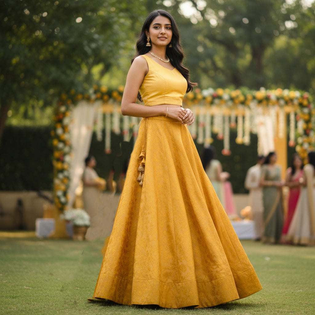 DT Brocade Botanical Lehengas - Colors - Vintage India NYC