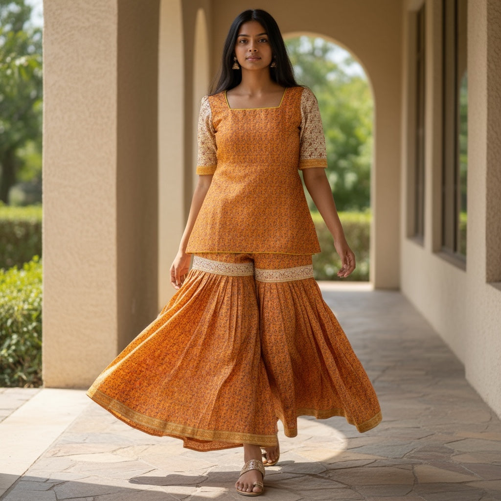 Silk Marigold Banarasi Gharara Set