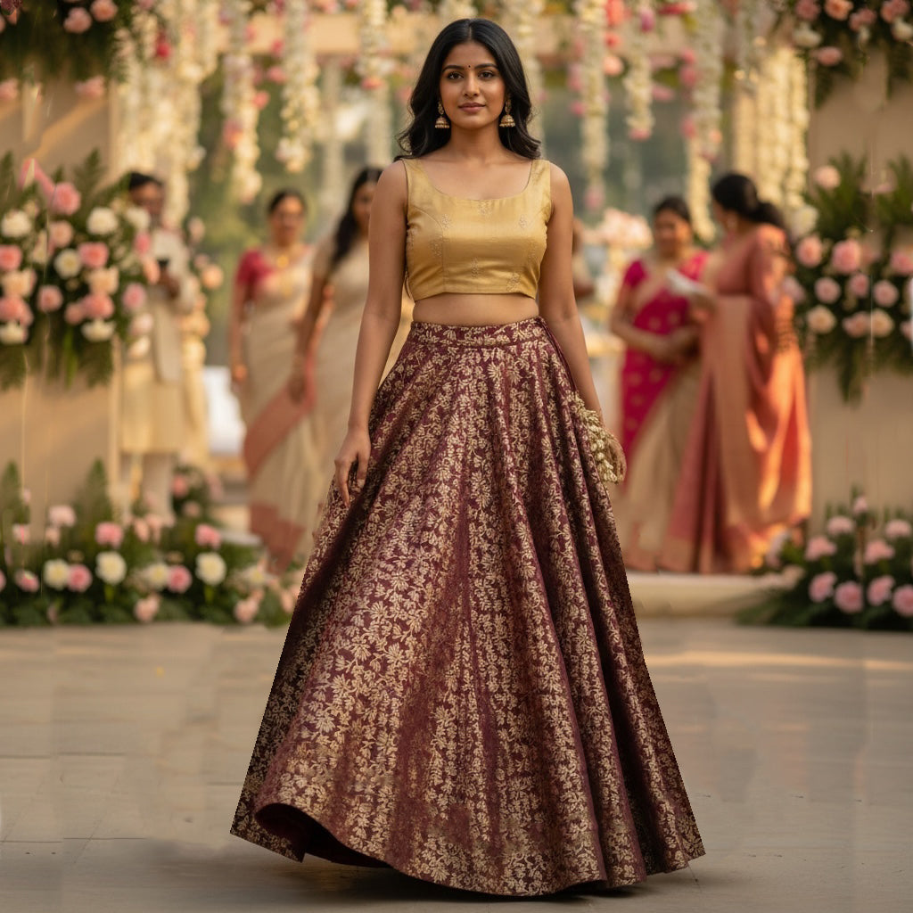 DT Brocade Botanical Lehengas - Colors - Vintage India NYC