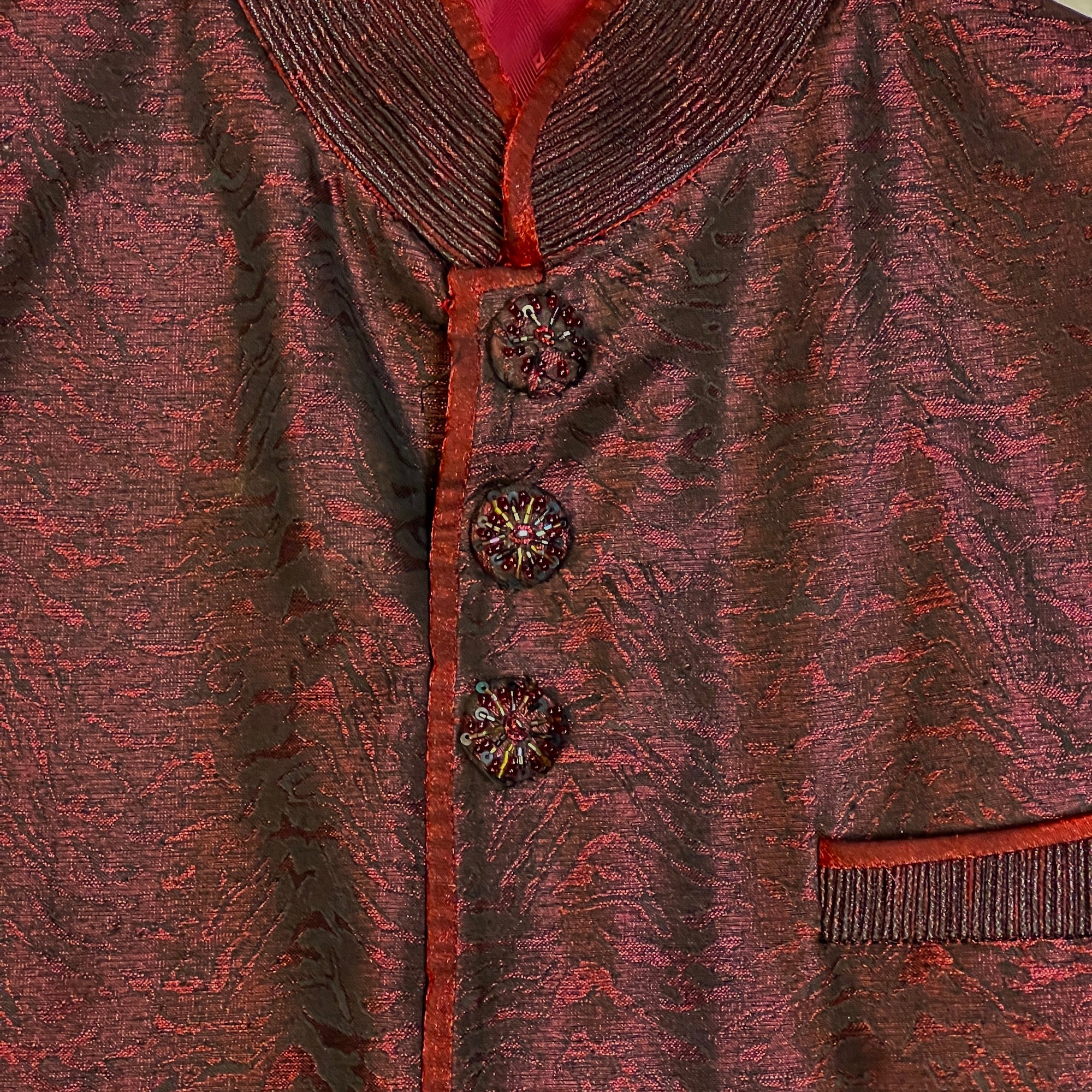 Vintage Maroon Indowestern Sherwani - Vintage India NYC