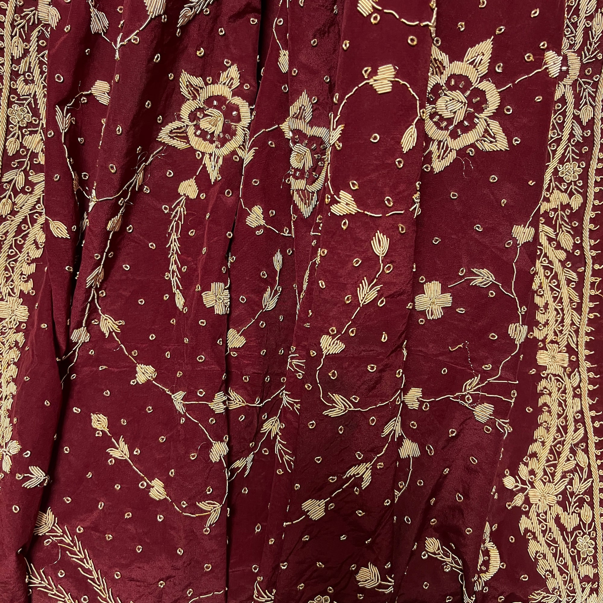 Maroon Heavy Zardosi Dupatta - Vintage India NYC