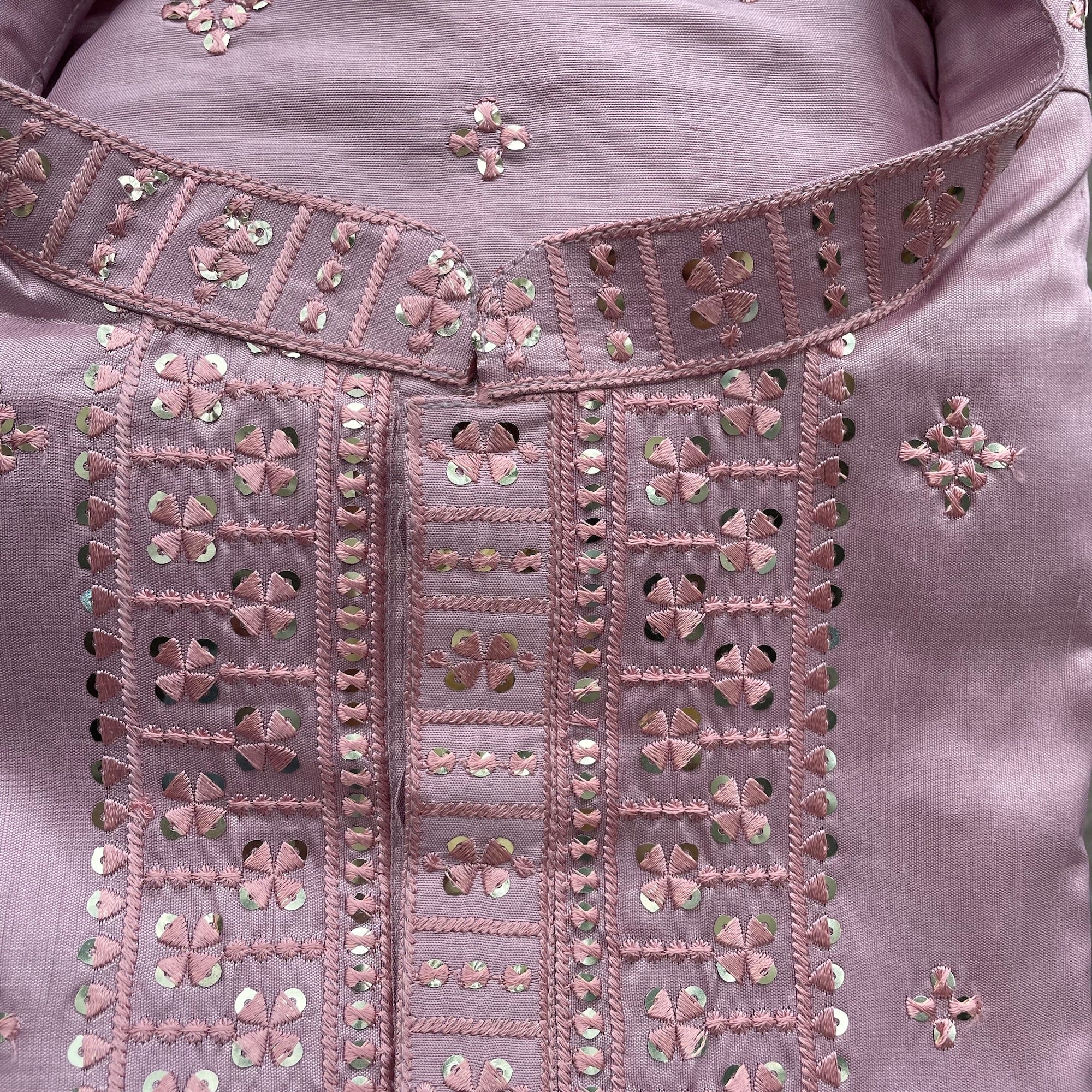 YD Silk Flower Sequin & Threadwork Kurtas-3 Colors - Vintage India NYC