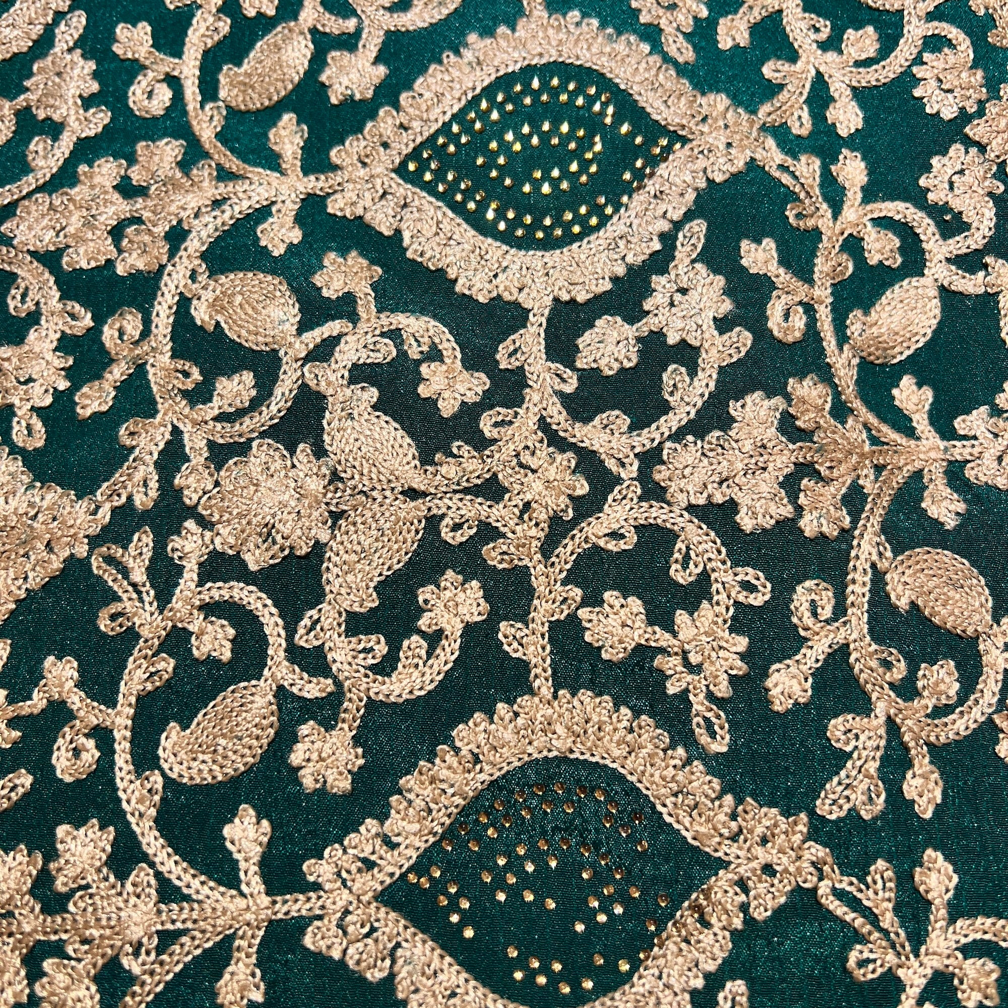 Mens Dark Green & Gold Heavy Embroidered Dupatta - Vintage India NYC