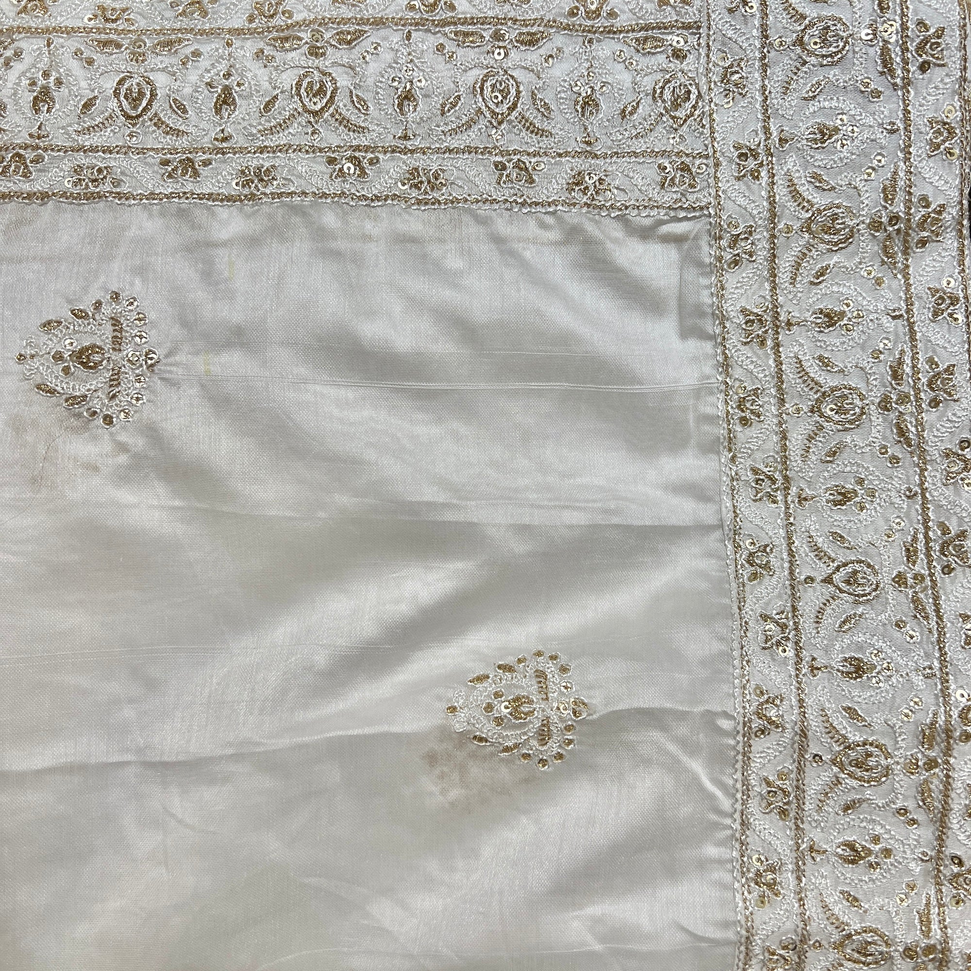 Mens Embroidered Ivory Dupatta - Vintage India NYC