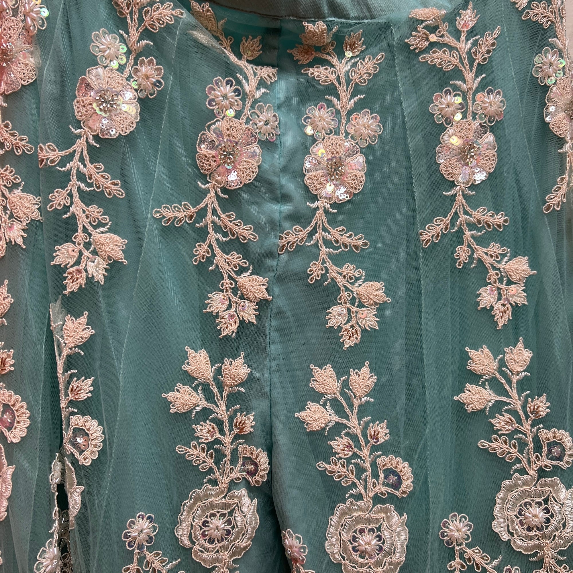 MInt Blue Heavy Embroidered Sharara Set