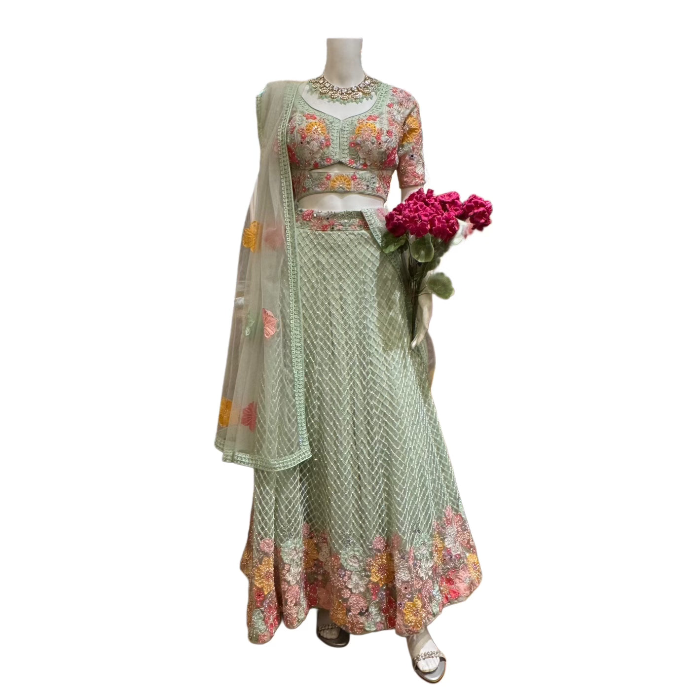 Embroidered Floral Lehenga Sets-2 Colors - Vintage India NYC