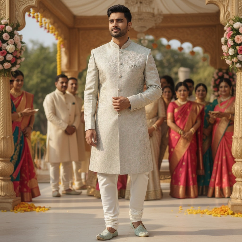 Mint Pink Sherwani - Vintage India NYC