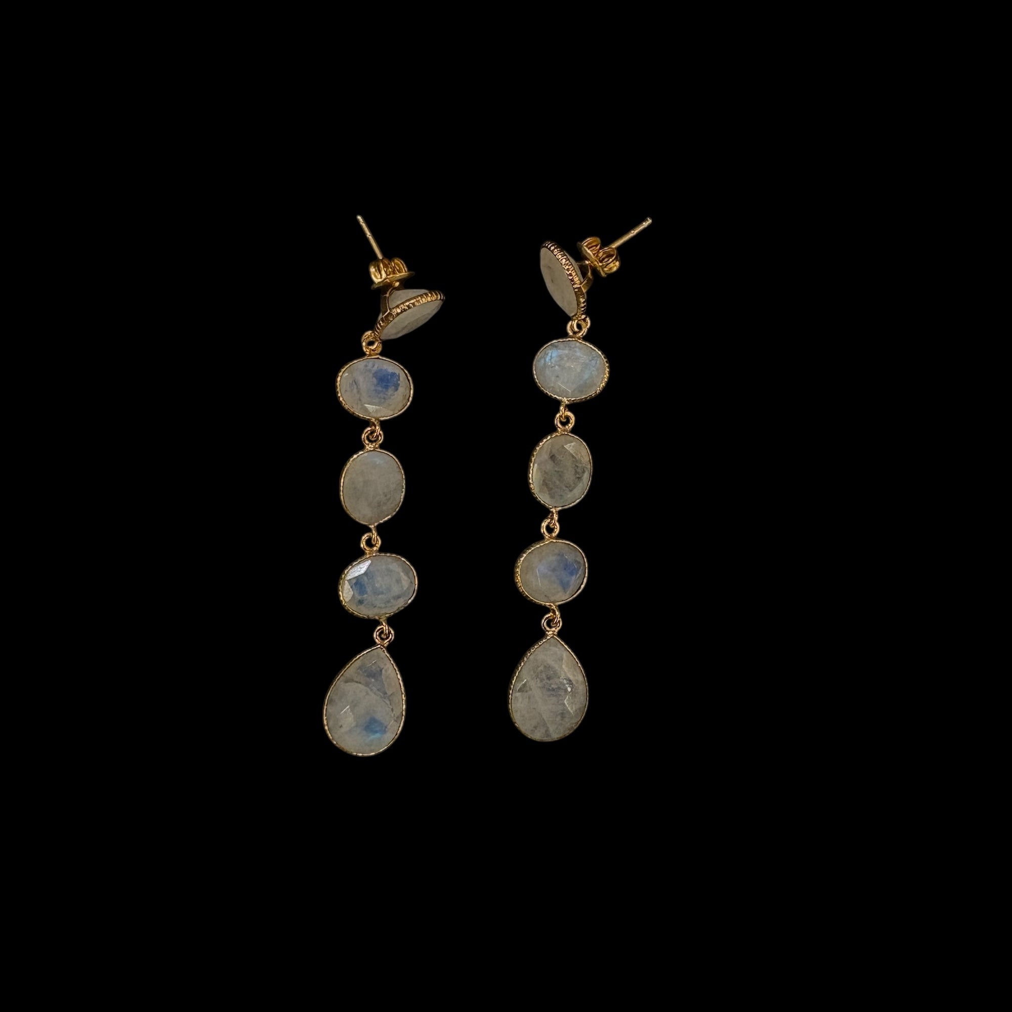 MK Semi Precious Dangling Stones Earrings-Colors - Vintage India NYC