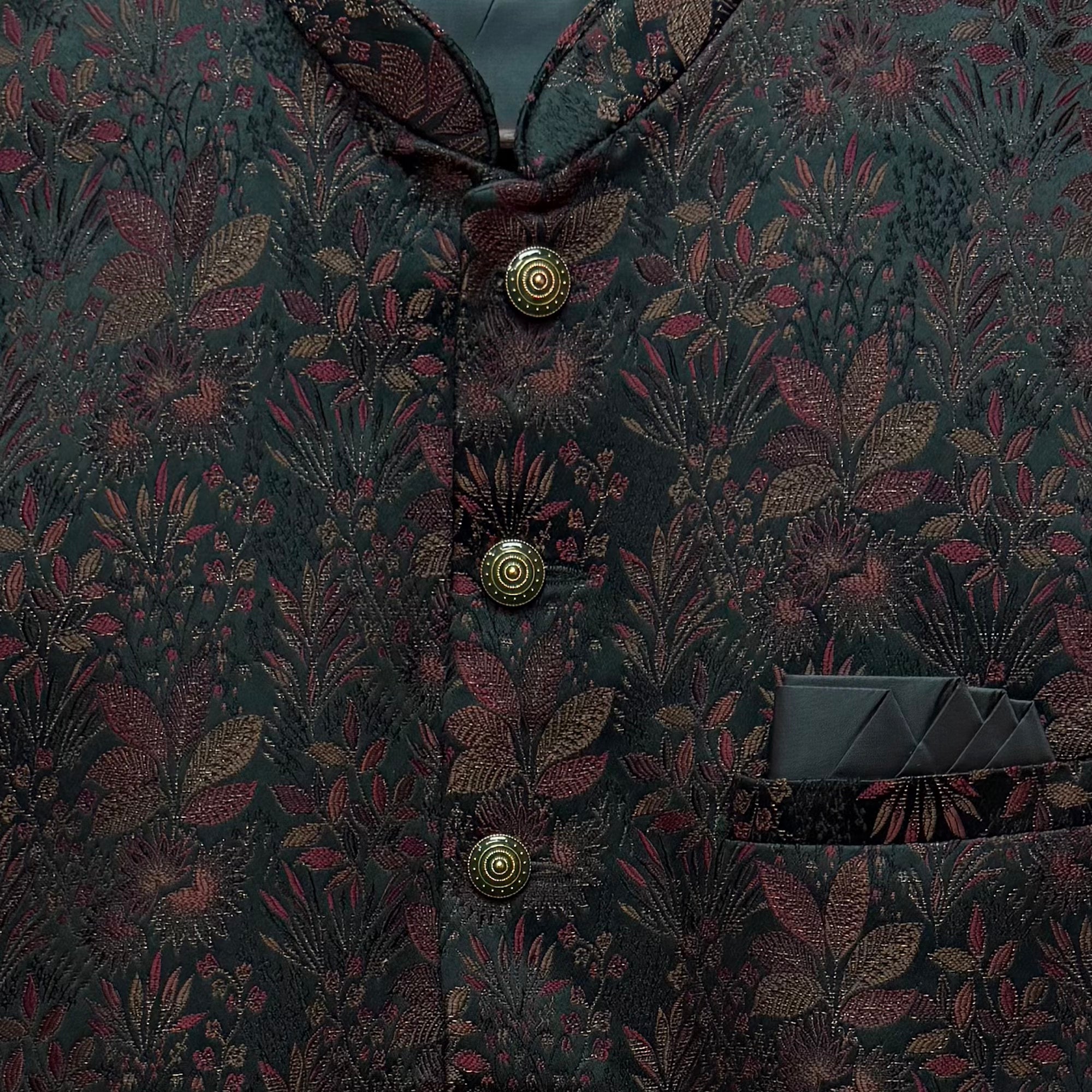 Green Multicolor Botanical Vest