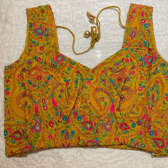 Embroidered Saree Blouses-Size 38 - Vintage India NYC