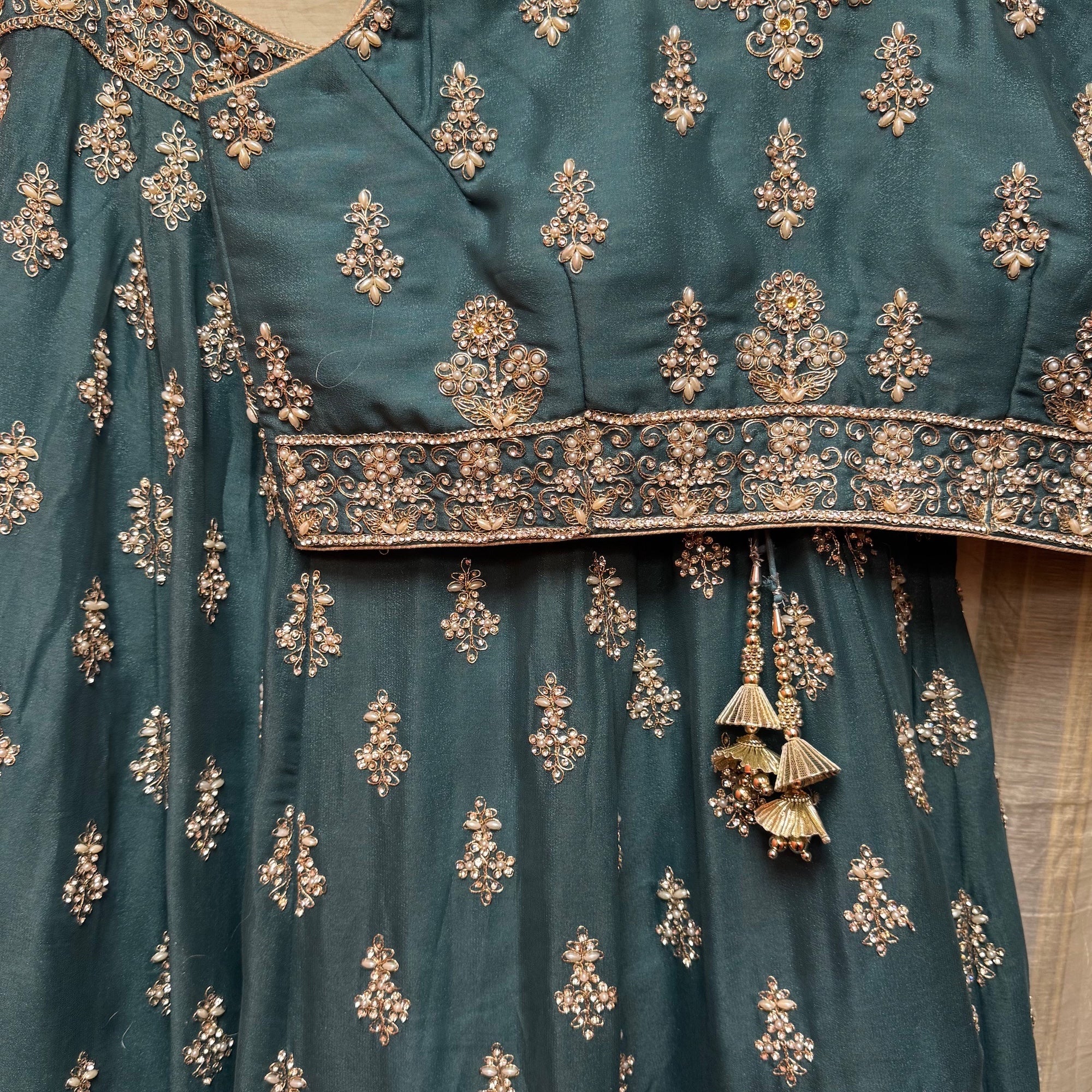 Pearl & Stone Heavy Gold Embroidered  Lehenga Sets-Colors - Vintage India NYC