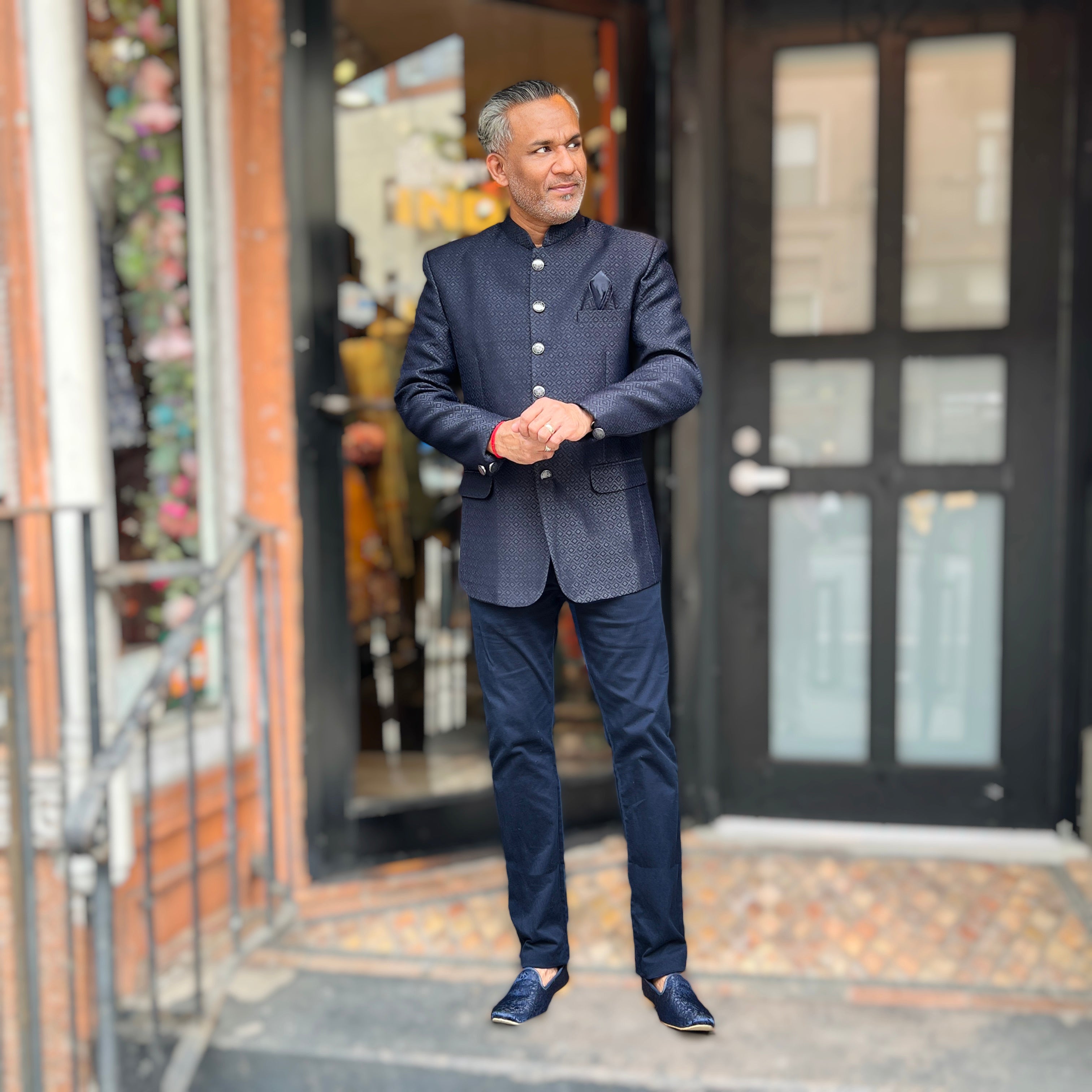 Navy Diamond Jodhpuri Jacket