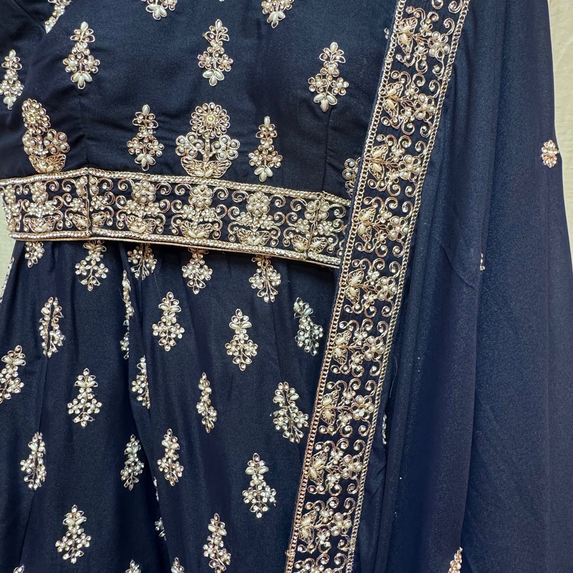 Pearl & Stone Heavy Gold Embroidered  Lehenga Sets-Colors - Vintage India NYC