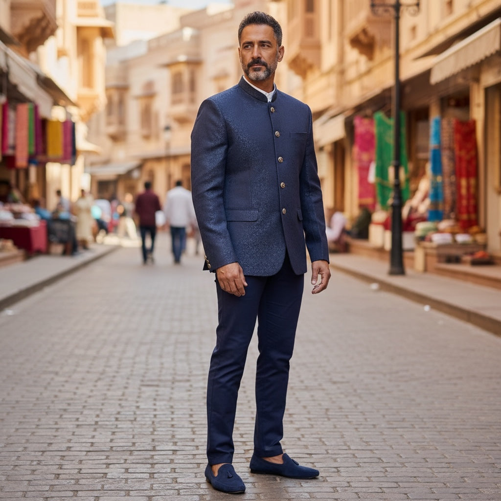 Floral Botanical Jodhpuri Jacket-Colors - Vintage India NYC