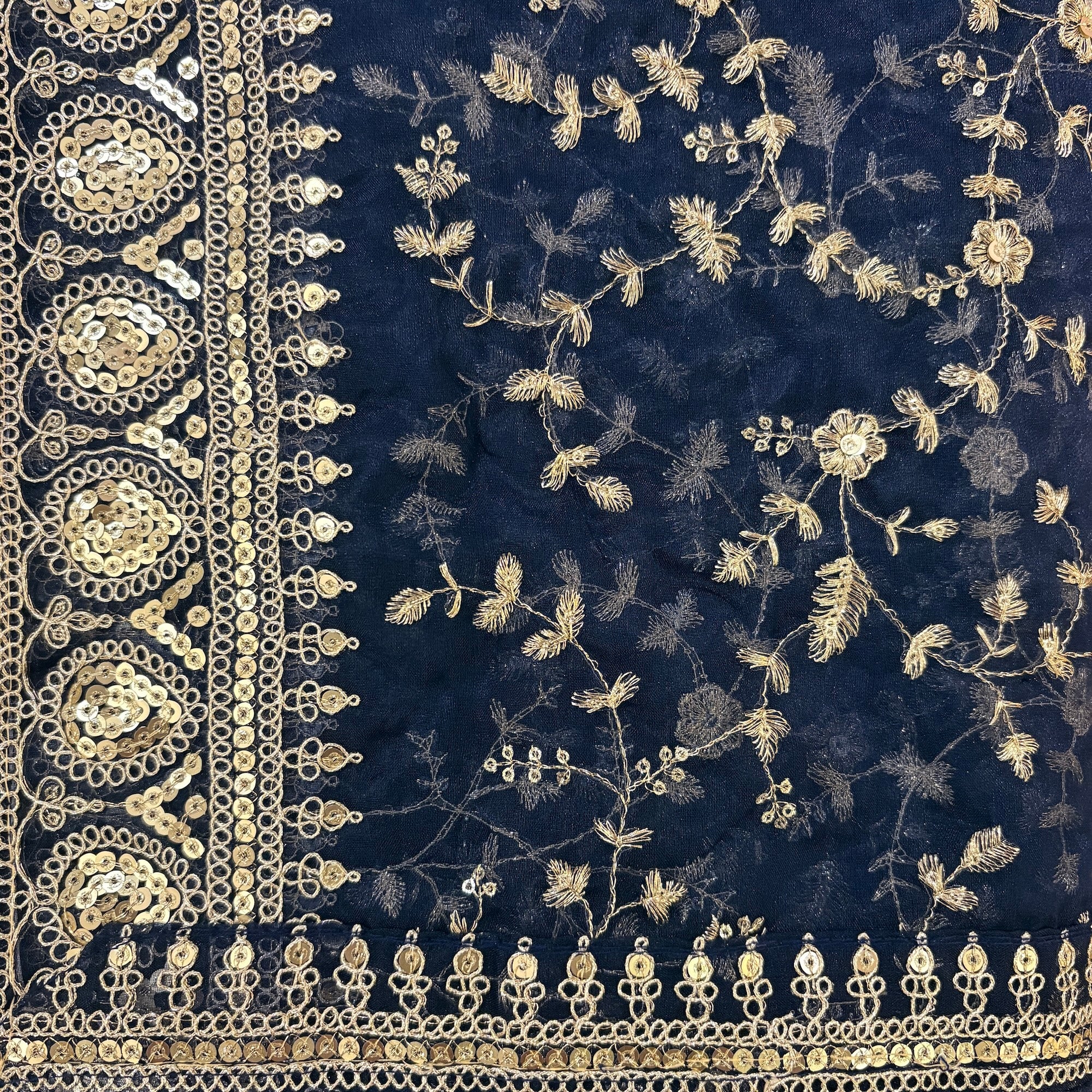 Organza Dupatta with Floral Embroidery-Many Colors - Vintage India NYC