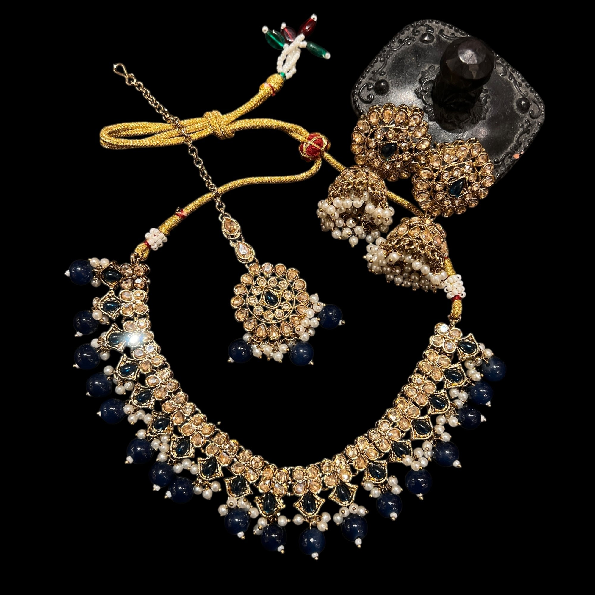 Polki Jhumka Necklace Sets-Colors