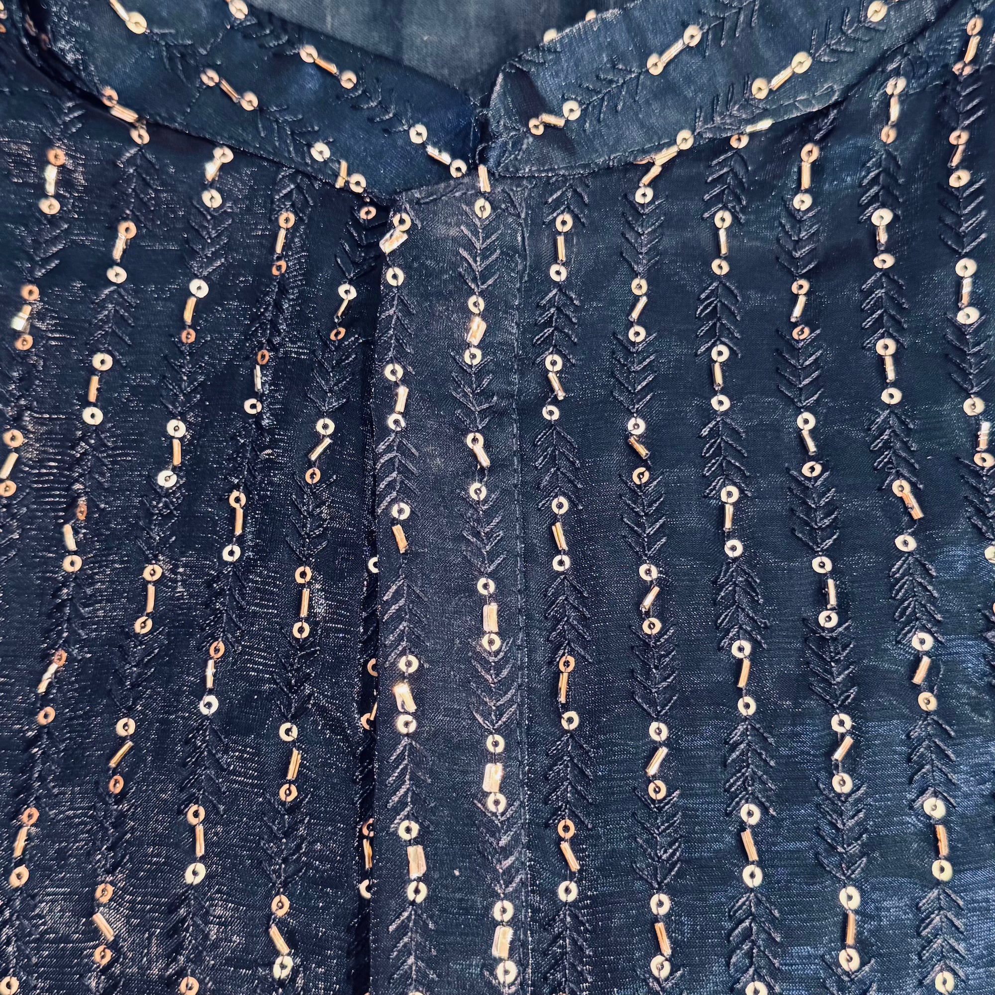 Navy Sequin Bead Embroidered Kurta