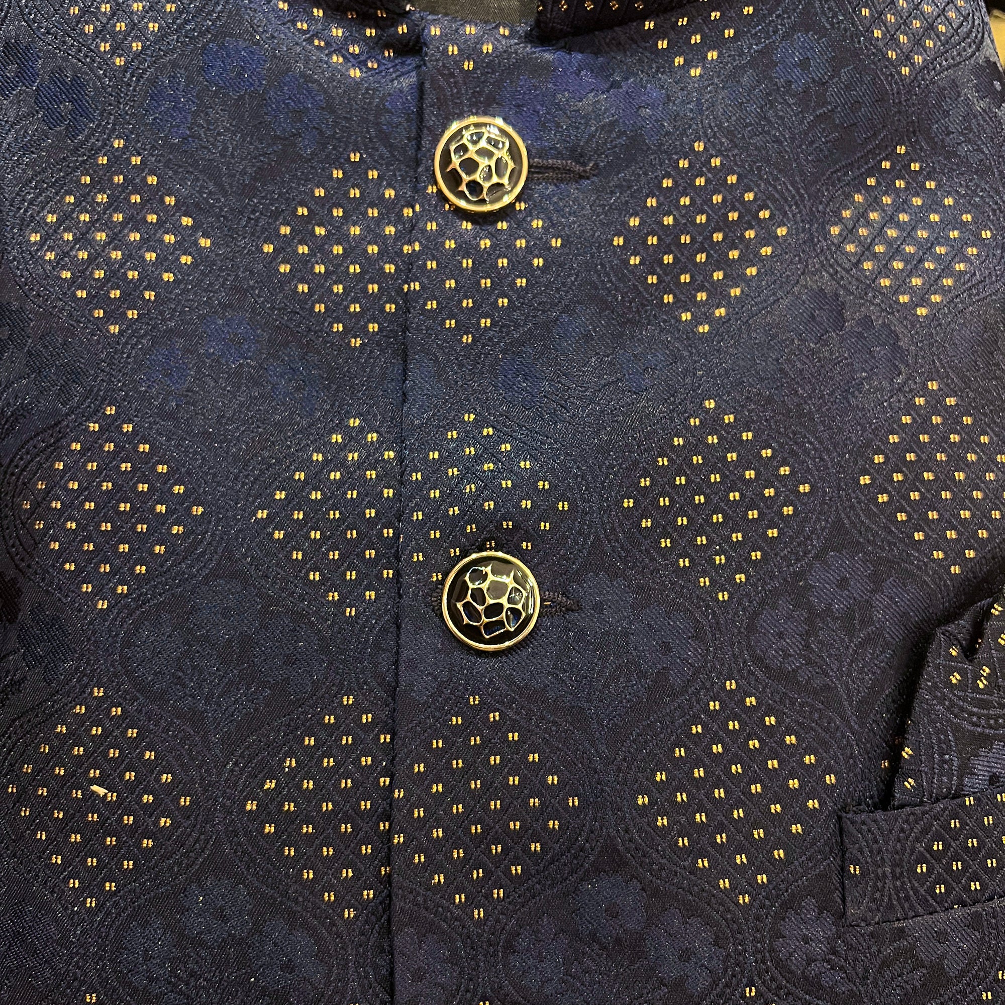 Navy Diamond Sherwani - Vintage India NYC