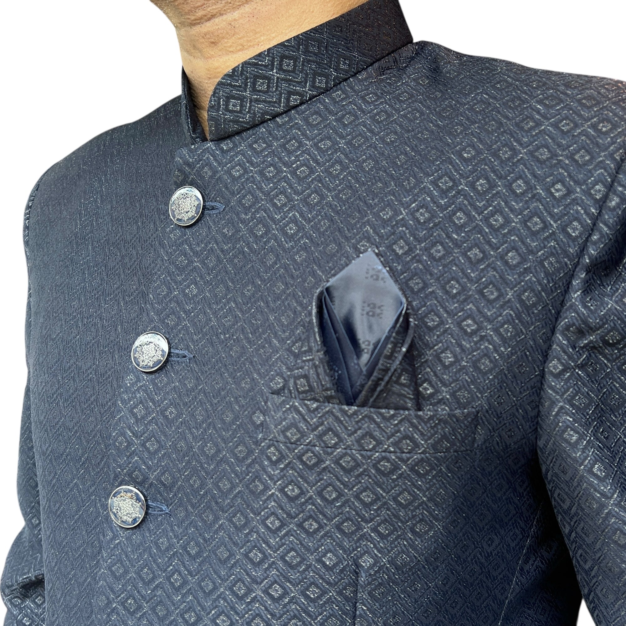 Navy Diamond Jodhpuri Jacket