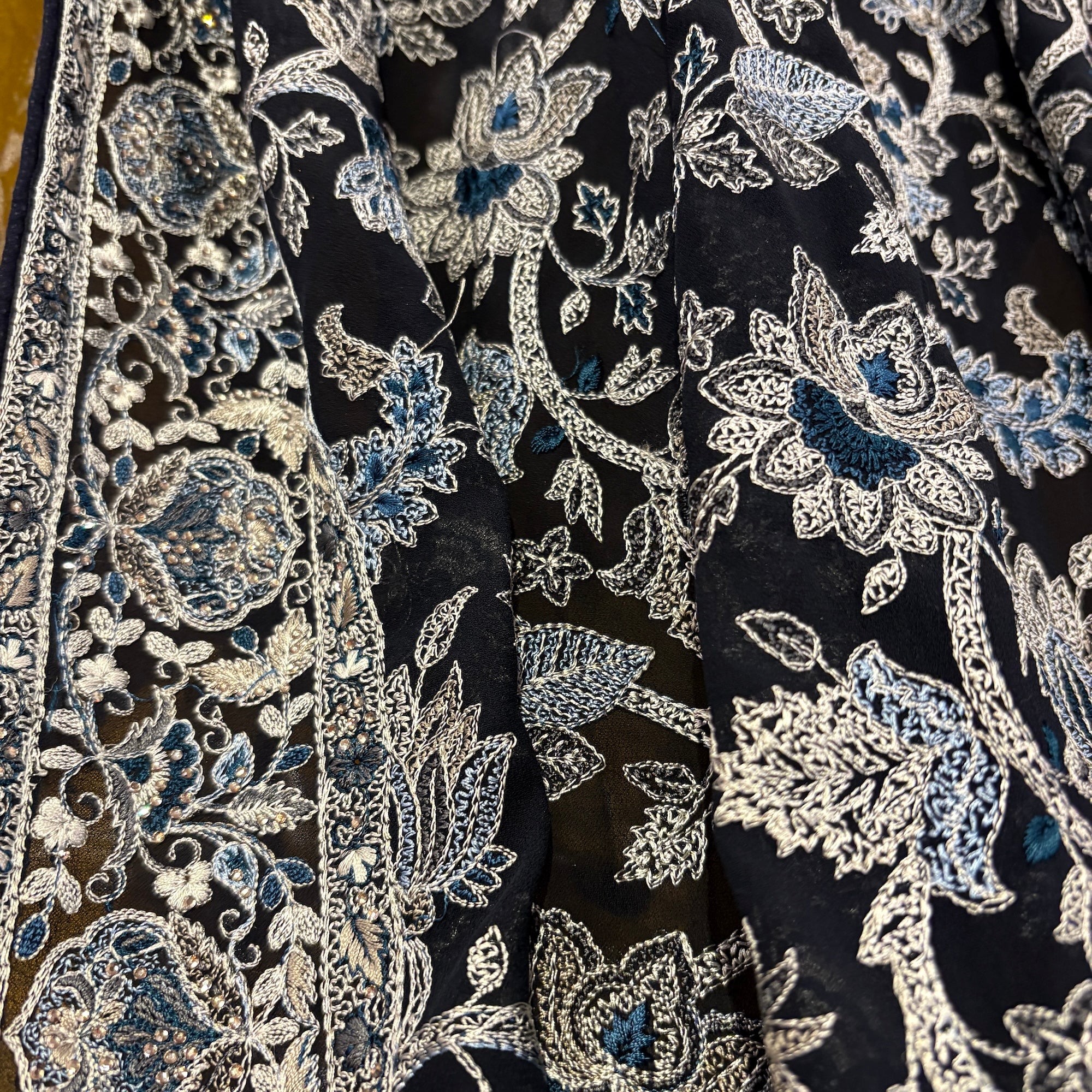 Mens Navy Georgette Embroidered Dupatta