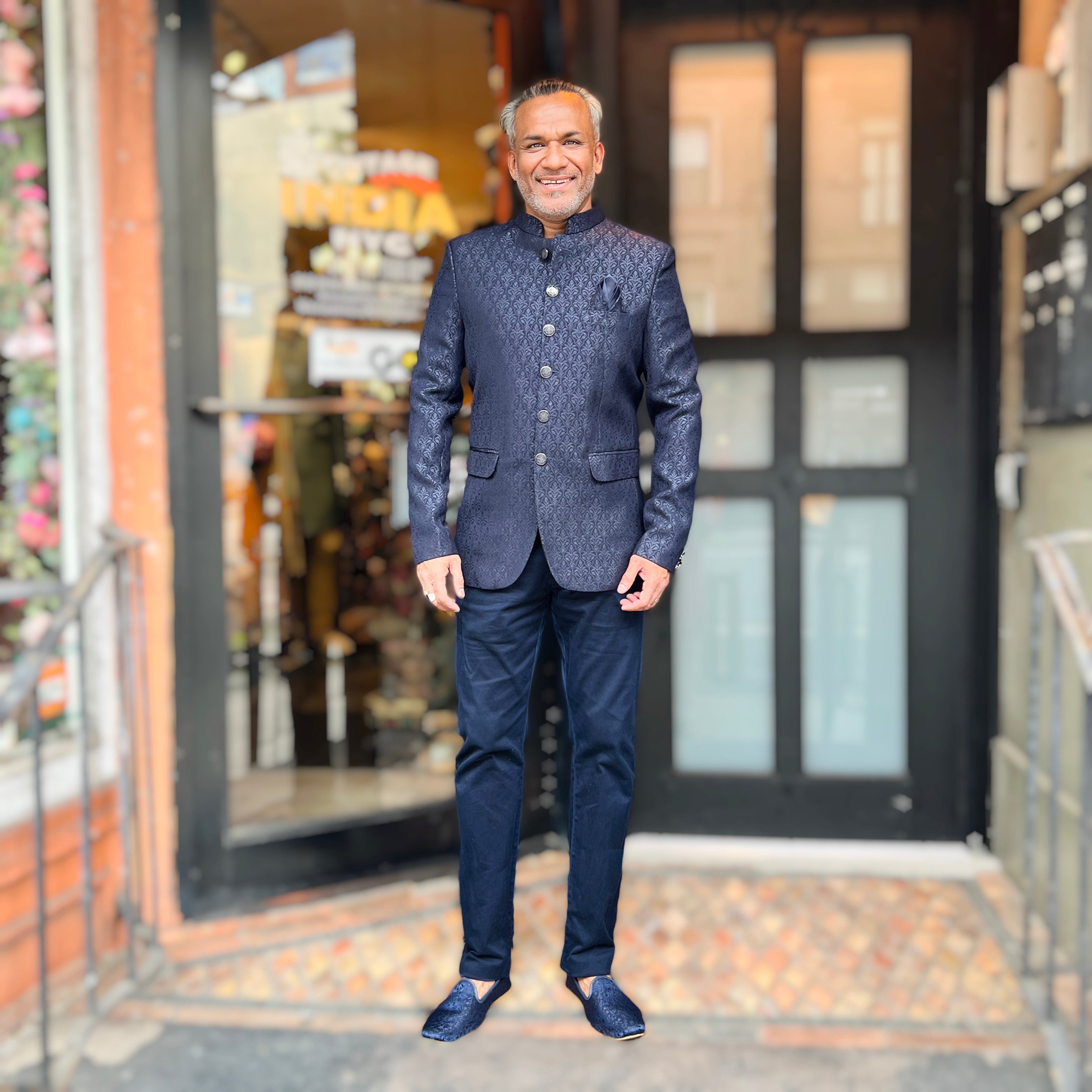 Navy Patta Jodhpuri Jacket