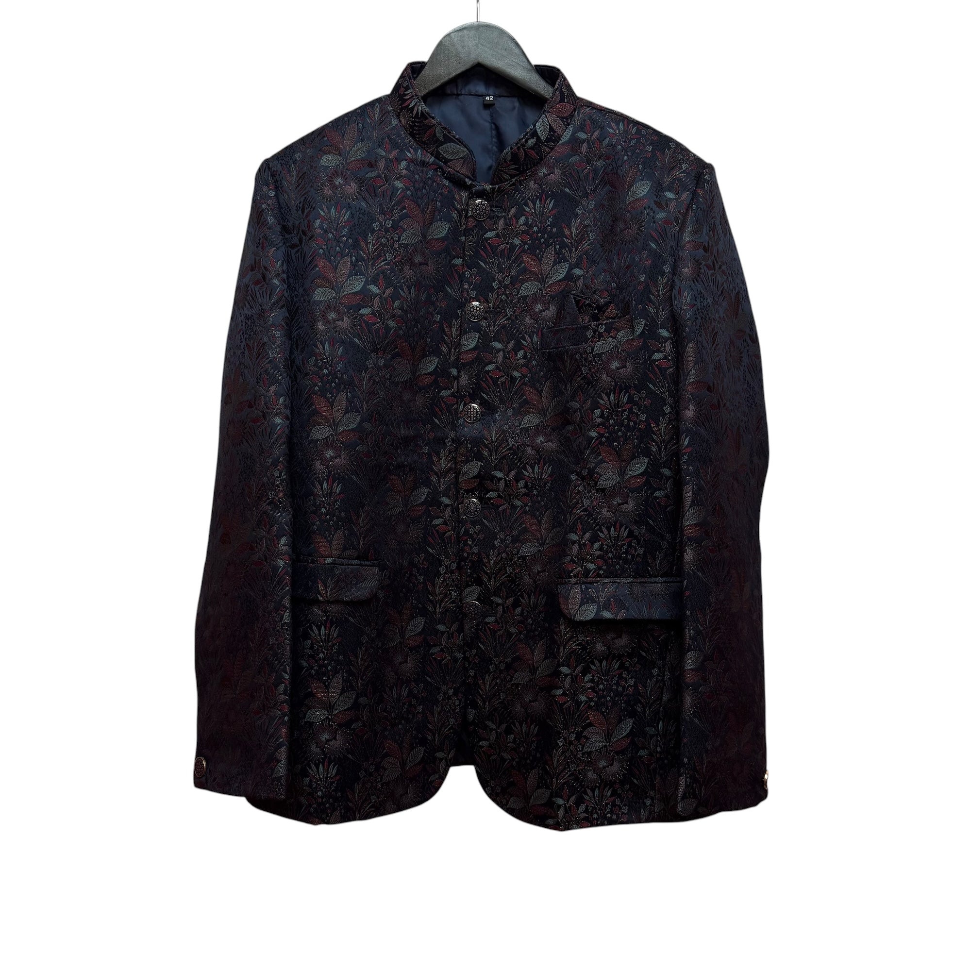 Multicolor Navy Botanical Jodhpuri Jacket
