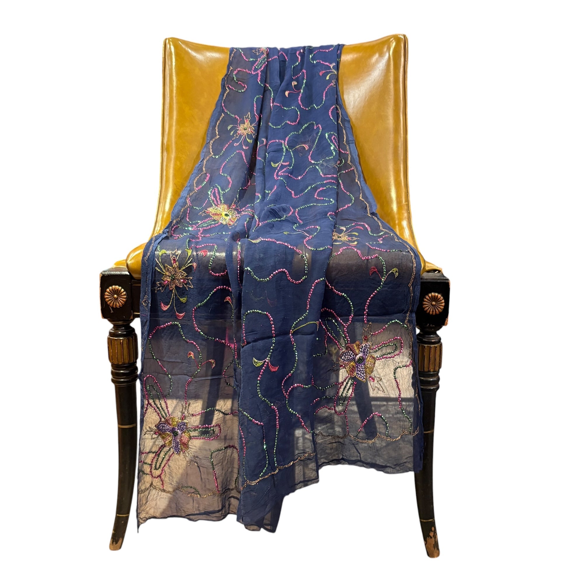 Navy Multicolor Sequin Dupatta