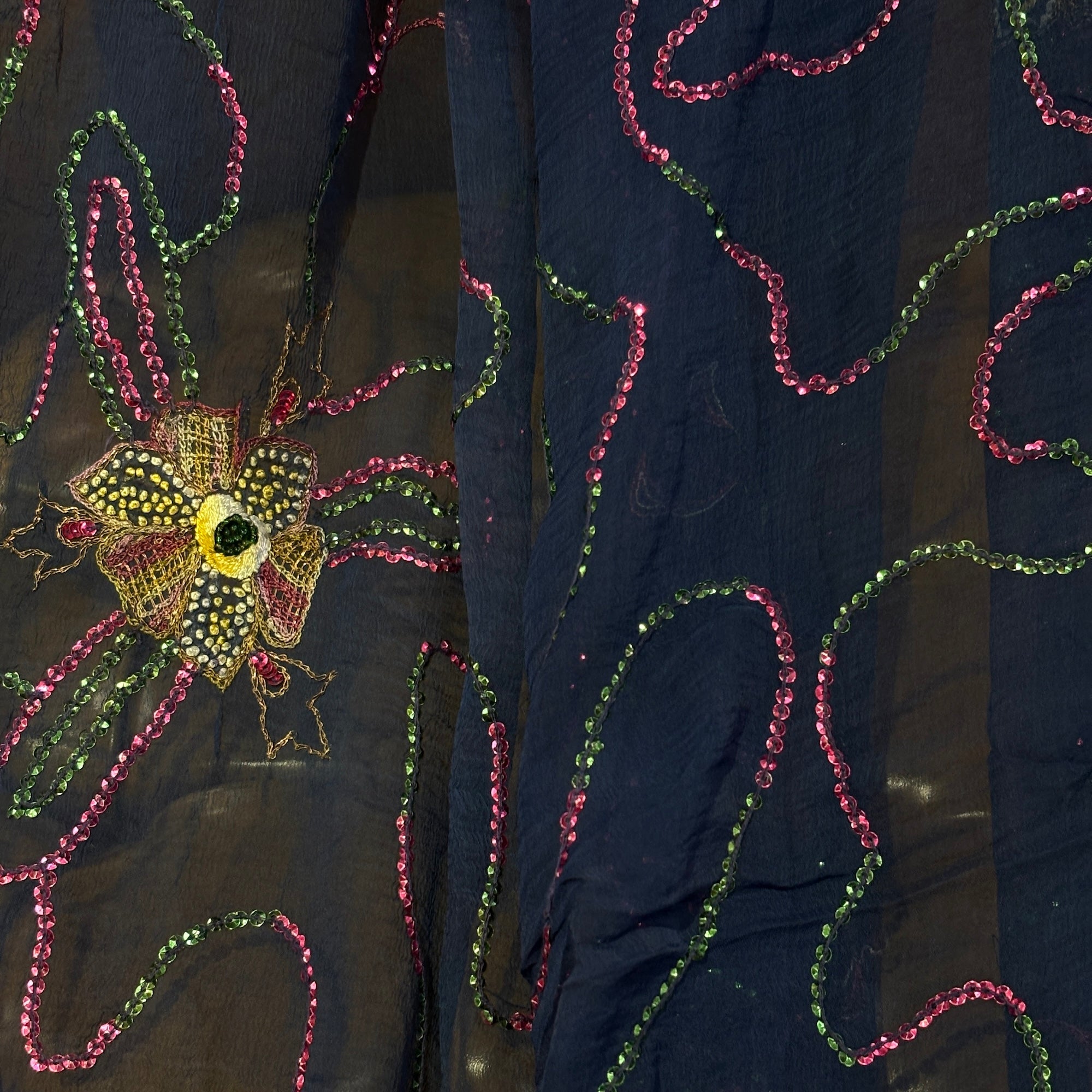 Navy Multicolor Sequin Dupatta