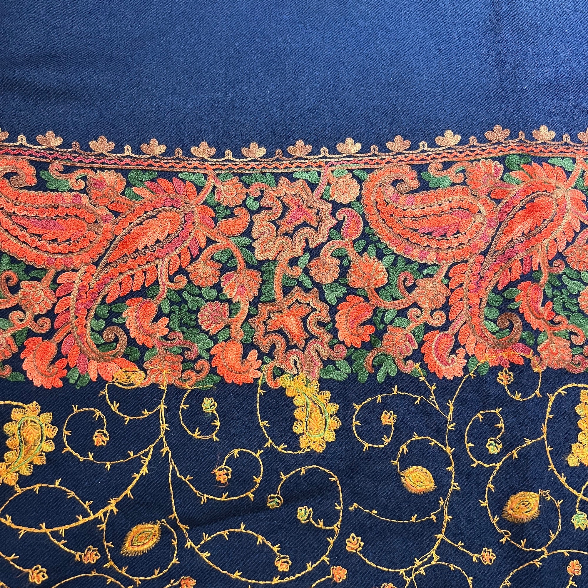 AM Paisley Vine Heavy Embroidered Woolen Shawls-5 Colors - Vintage India NYC