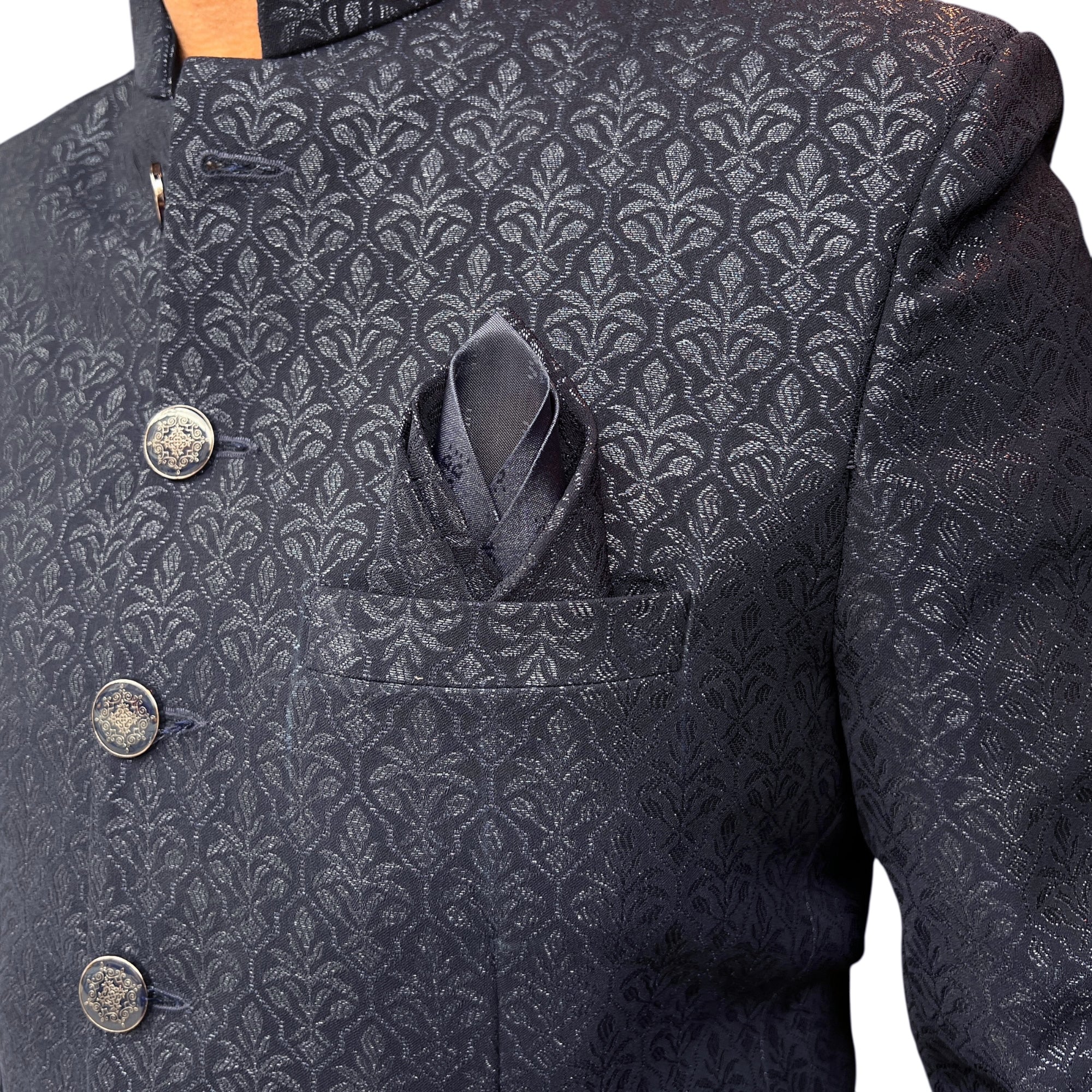 Navy Patta Jodhpuri Jacket