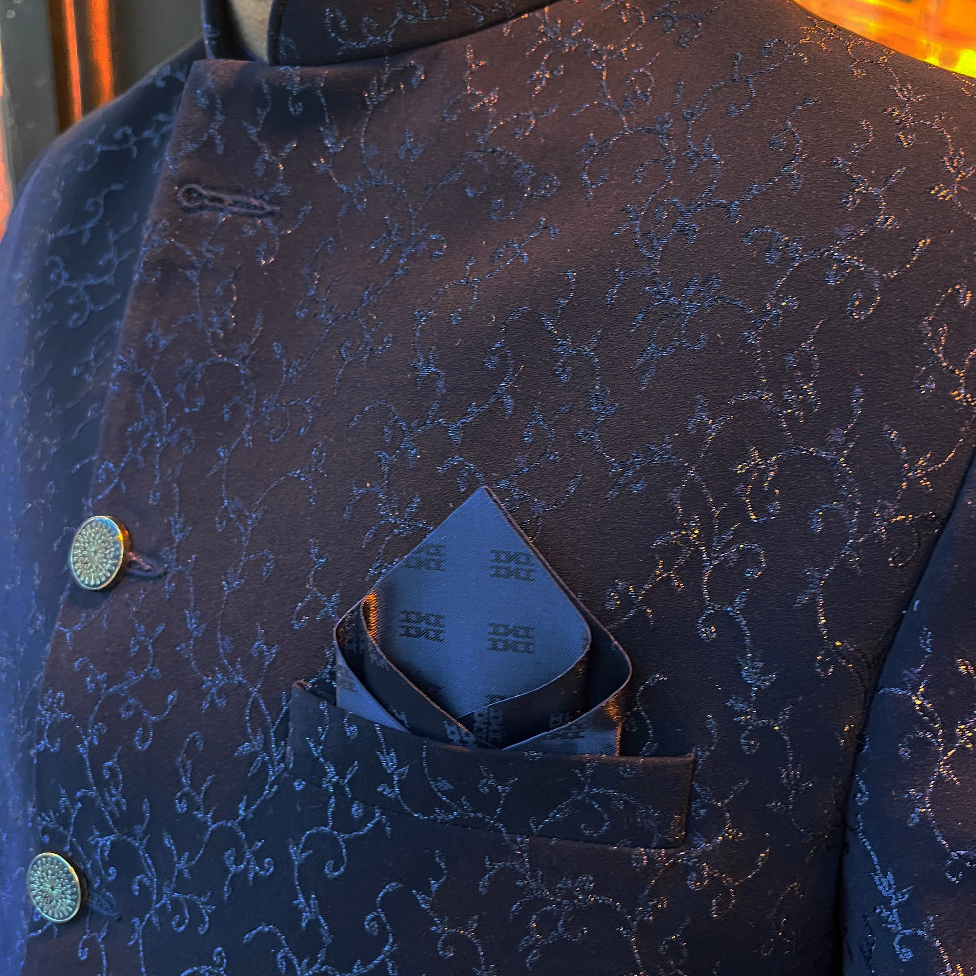 Scroll Jacquard Jodhpuri Jacket-2 Colors - Vintage India NYC