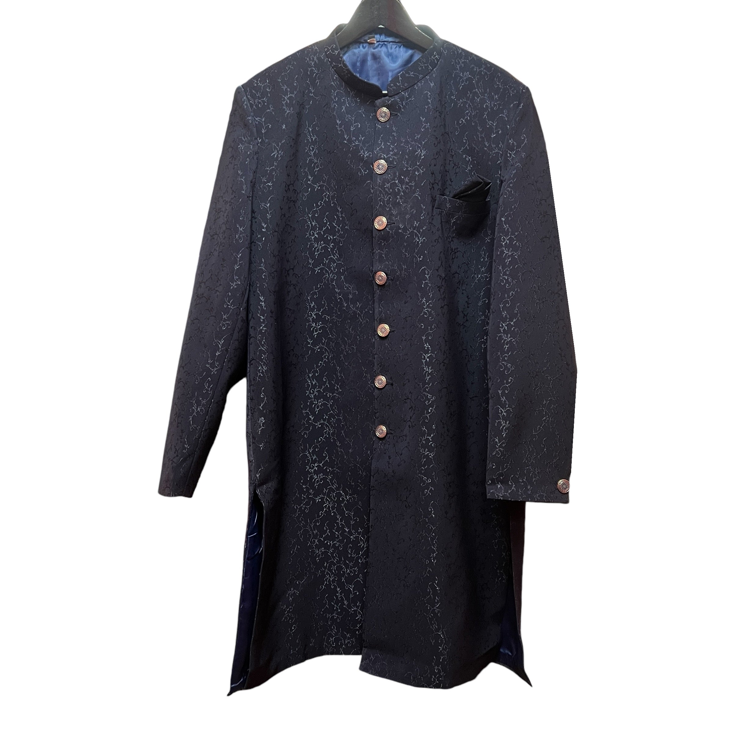 Scroll Jacquard Sherwani Size 44-2 Colors - Vintage India NYC